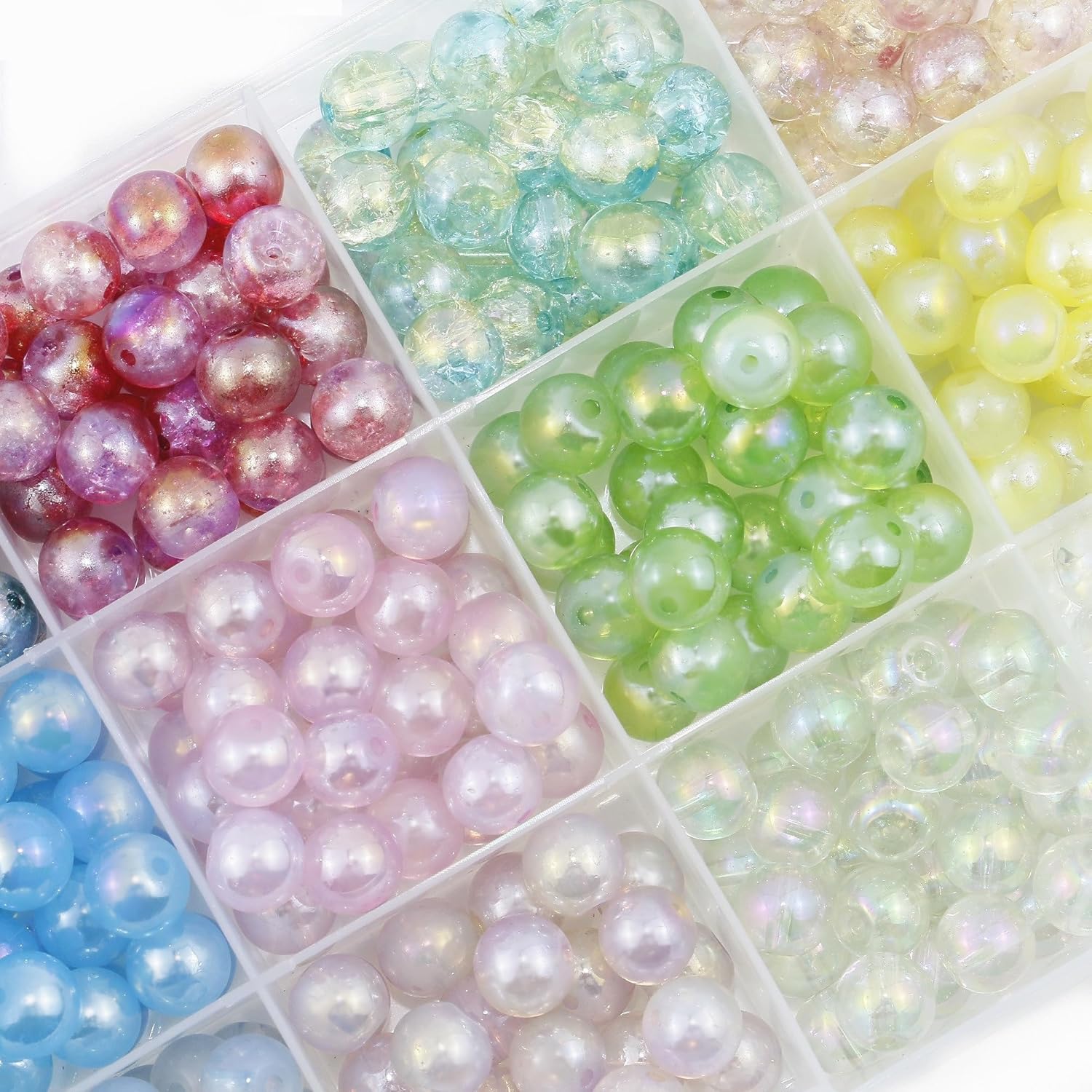 450 cuentas redondas de vidrio de 0.315 pulgadas para hacer pulseras, kit de fabricación de cuentas brillantes de 15 colores para adultos, cuentas