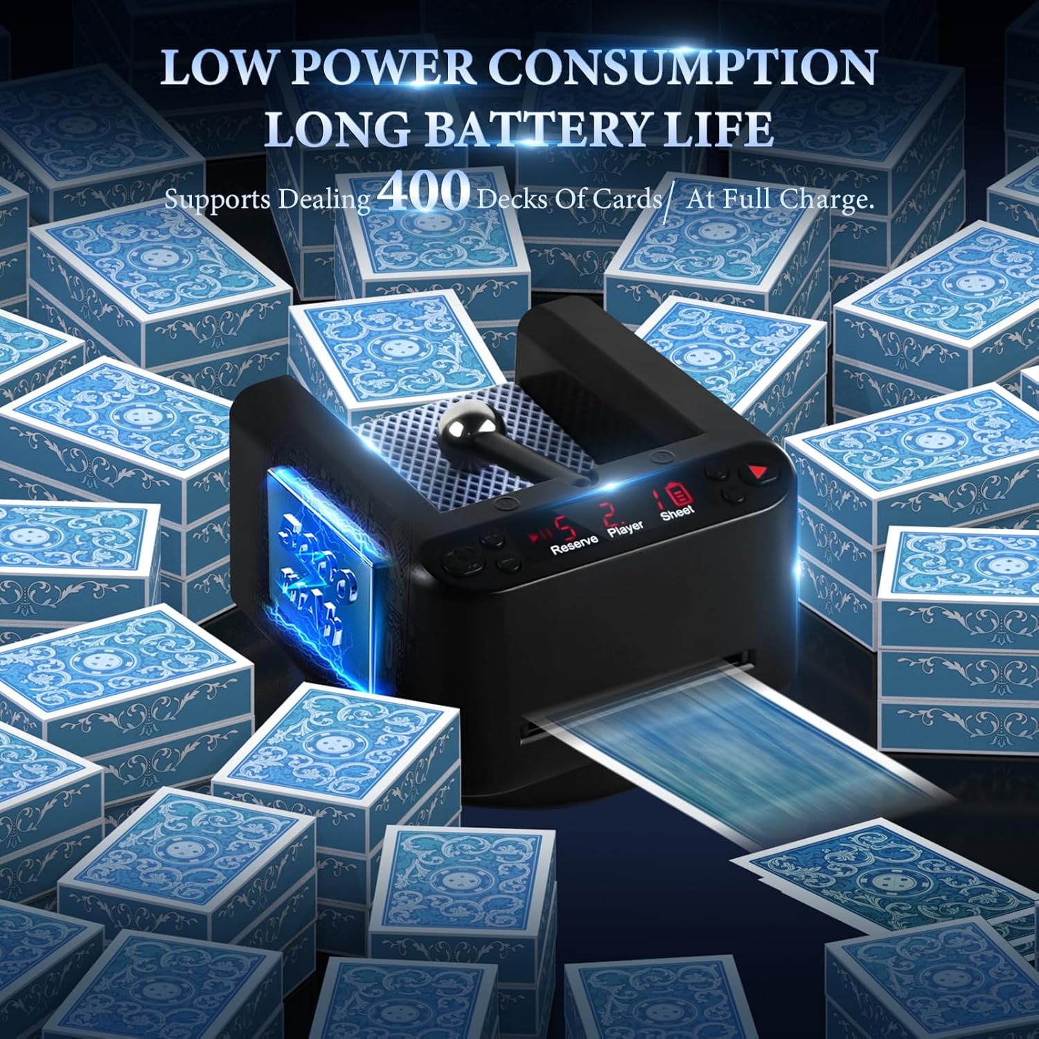 CARDSPIN Distribuidor automático de cartas, 360 giratorio 2 barajas máquina de distribuidor de cartas de póquer automático, rápido, preciso y