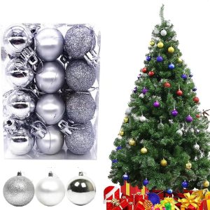 24 adornos para árbol de Navidad, mini bolas de Navidad, pequeñas bolas de plástico inastillables para vacaciones, bodas, fiestas, decoración 24 adornos para árbol de Navidad, mini bolas de Navidad, pequeñas bolas de plástico inastillables para vacaciones, bodas, fiestas, decoración