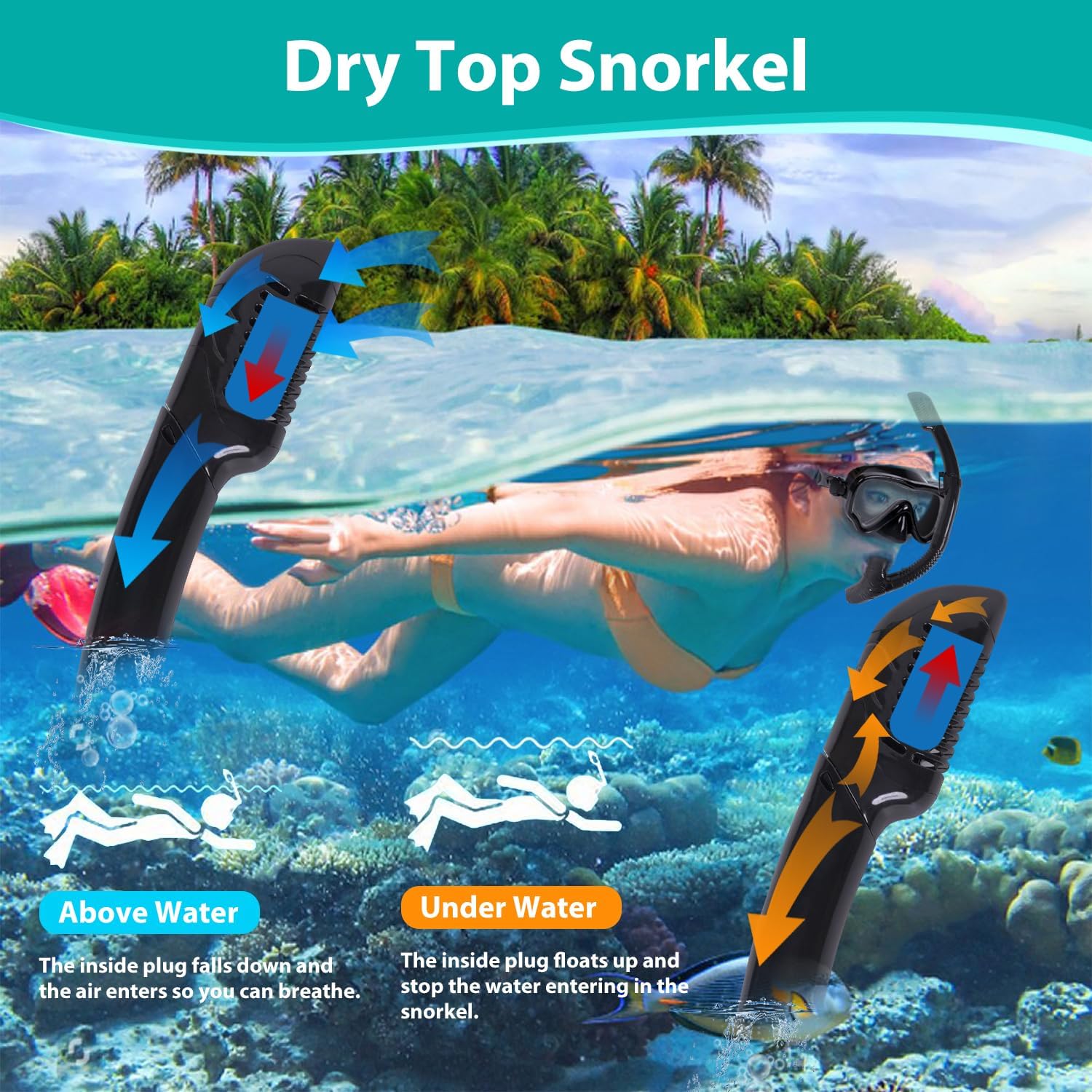Máscara de buceo, máscaras de buceo para adultos, juegos de esnórquel, gafas de natación de vidrio templado antivaho, equipo de esnórquel con vista
