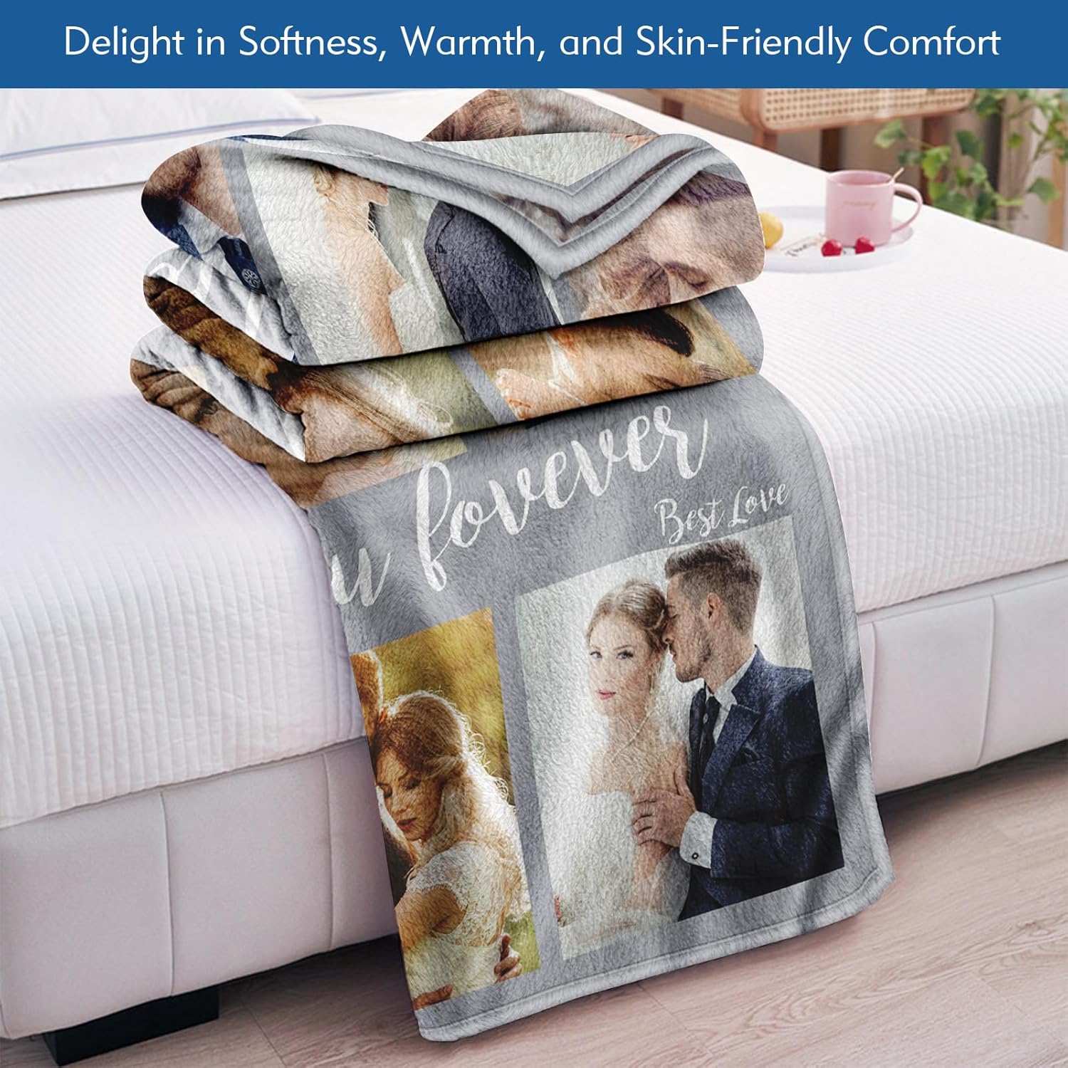 Regalos para parejas, manta personalizada de doble cara con fotos, texto, regalos personalizados para novio, novia, manta personalizada de franela
