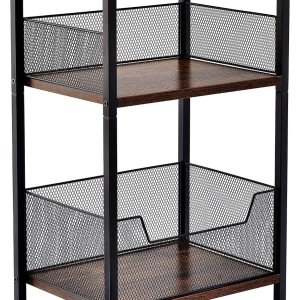 Mesa auxiliar de 3 niveles, mesa auxiliar industrial retro pequeña, soporte de estante pequeño con espacio de almacenamiento, mesa de estante de Mesa auxiliar de 3 niveles, mesa auxiliar industrial retro pequeña, soporte de estante pequeño con espacio de almacenamiento, mesa de estante de