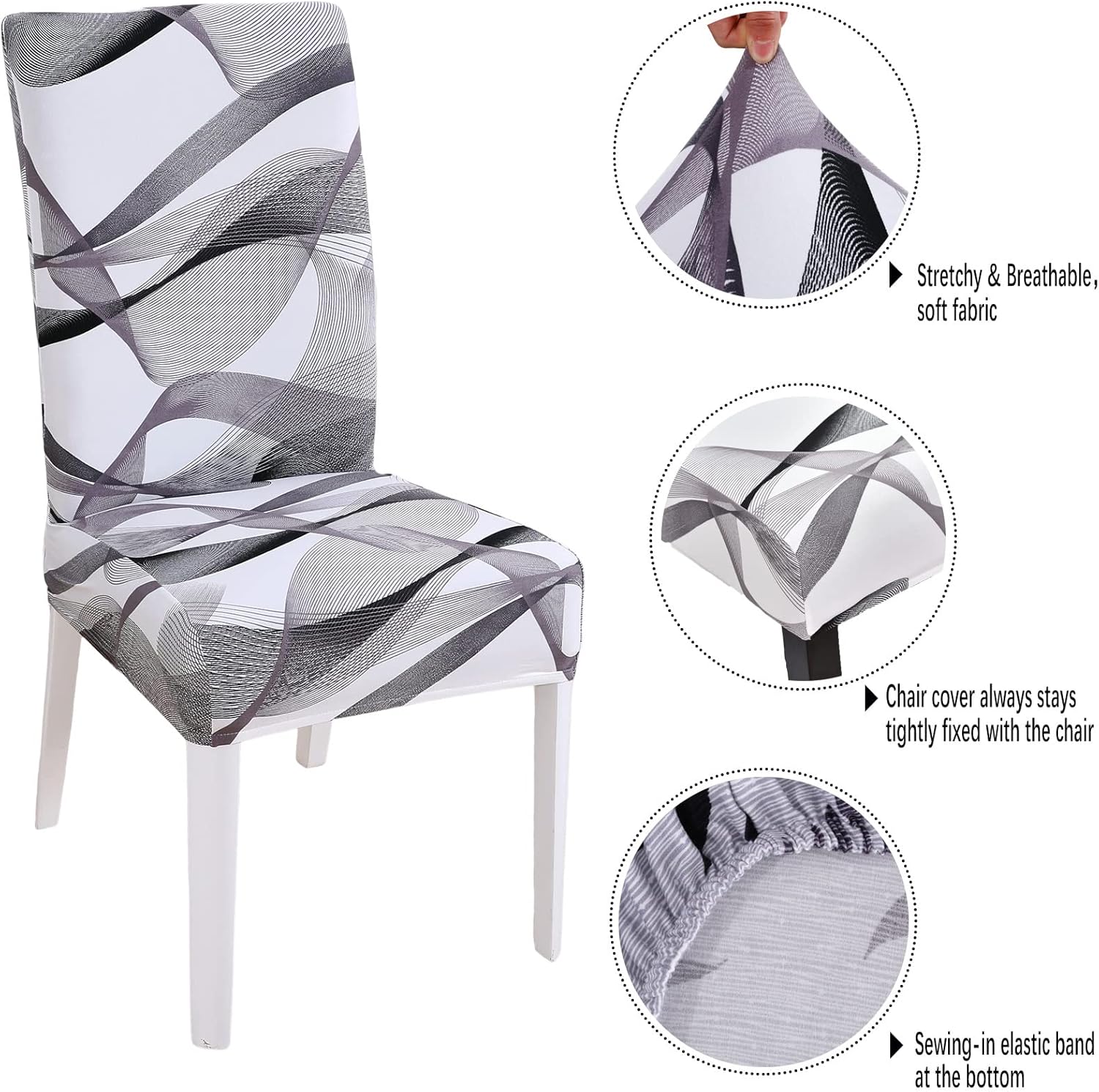 Juego de 6 fundas para sillas de comedor, fundas elásticas para sillas Parsons, extraíbles, lavables, de elastano, impresas, fundas protectoras de