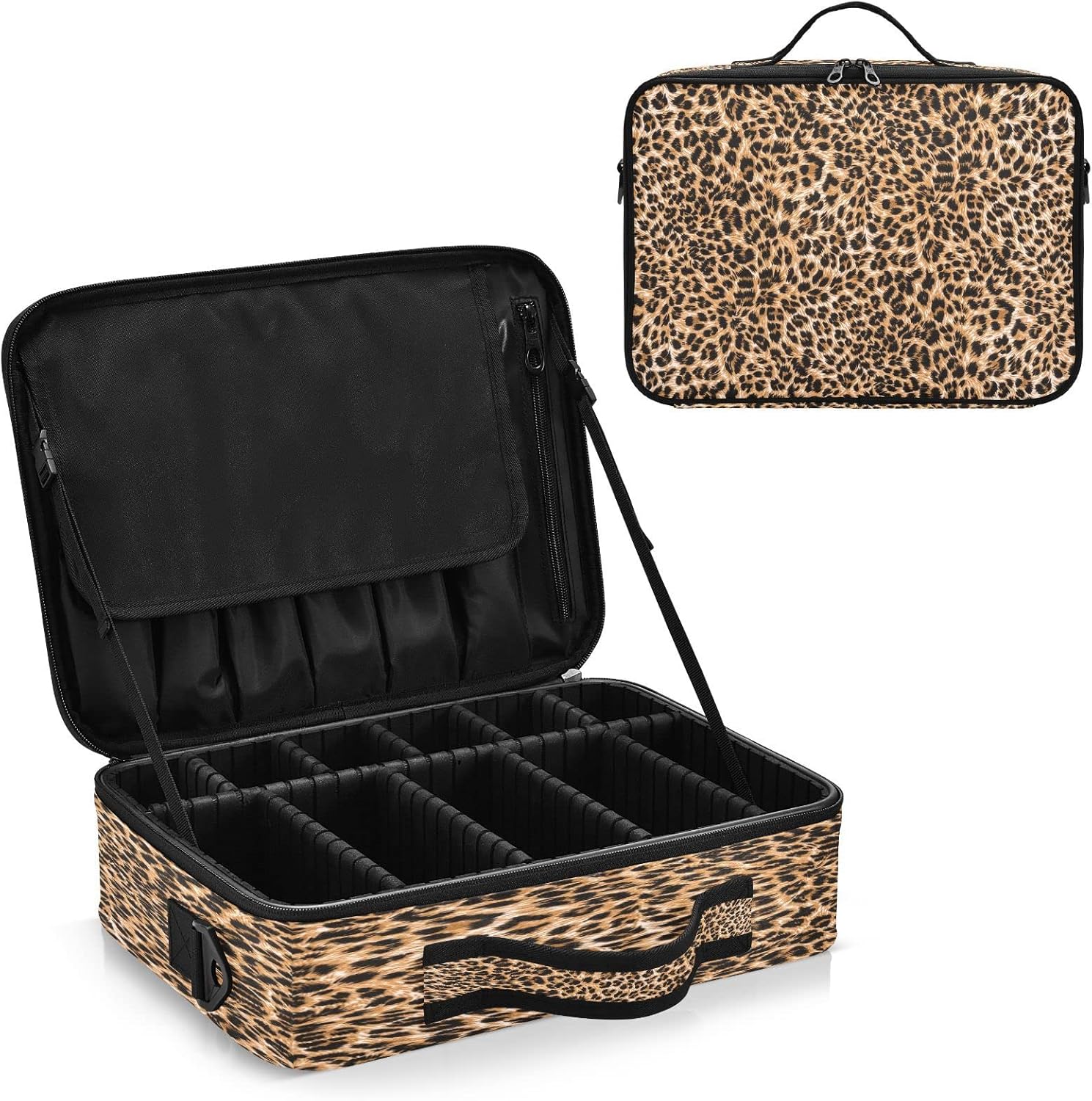 Brown Leopard Camo traveling cosmetic bag toiletries travel makeup bag zipper travel makeup organizer neceser para cosmeticos for womens men mens