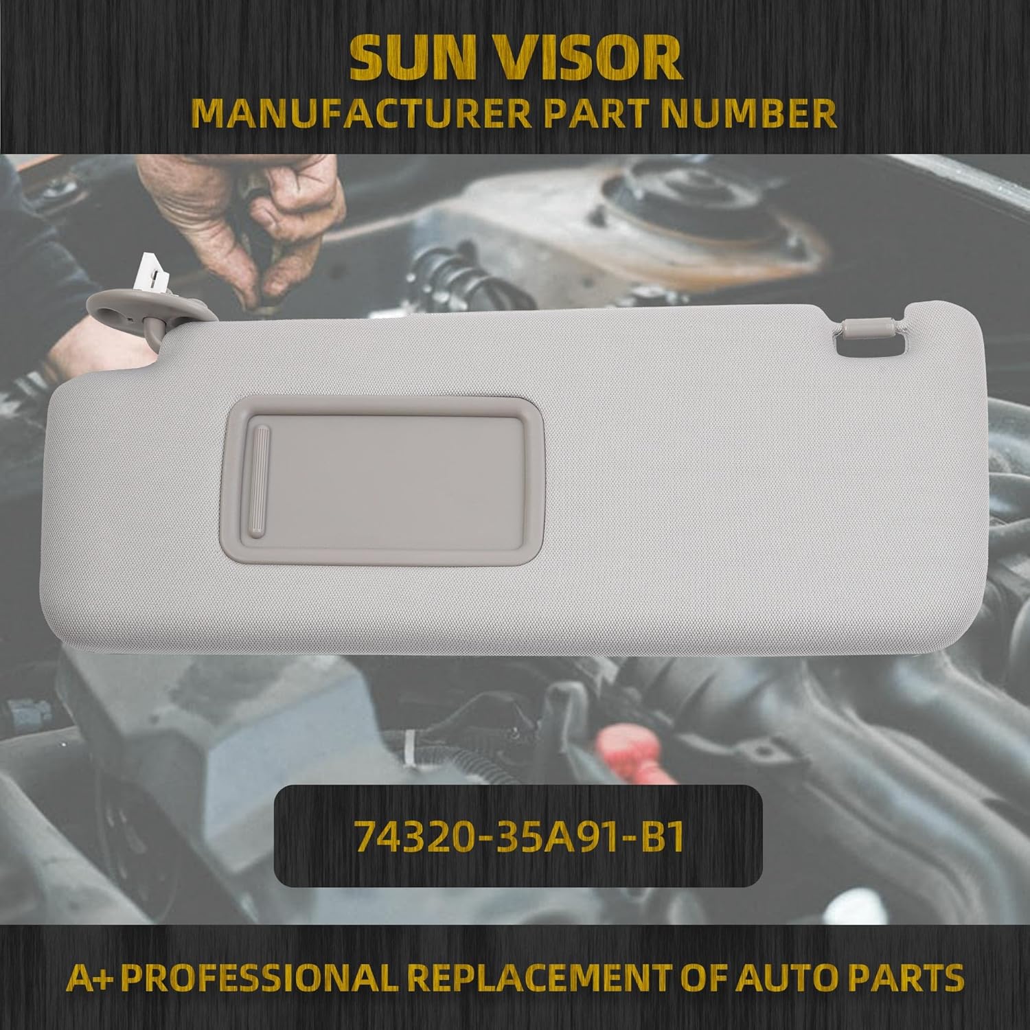 Dasbecan Visera solar delantera izquierda para el lado del conductor con luz de tocador compatible con Toyota 4Runner 2010-2023, reemplaza #
