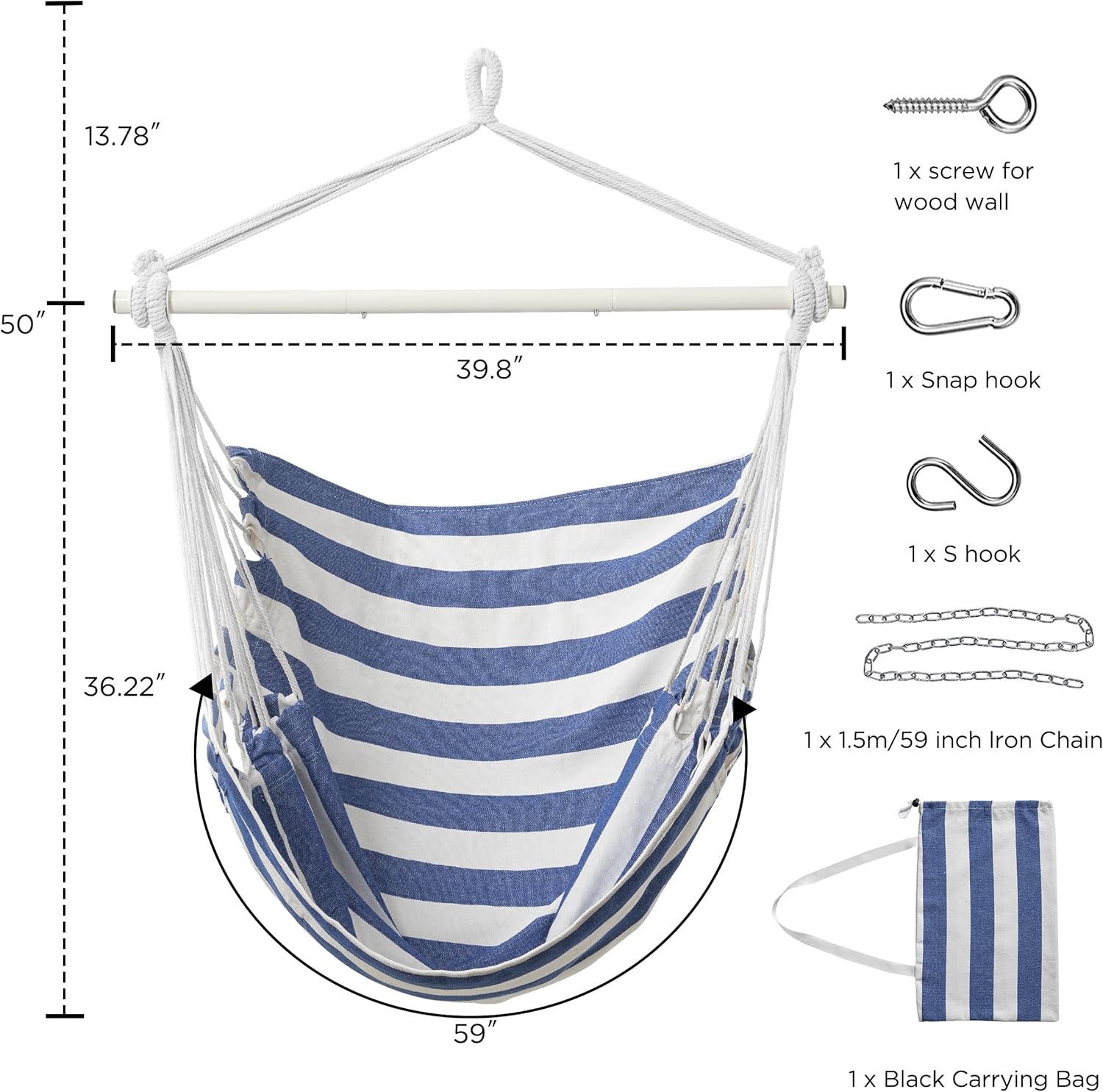 Jelofly Silla hamaca de gran tamaño con cuerda colgante con bolsillo máximo de 350 libras, superior cómoda para interiores y exteriores, hogar,
