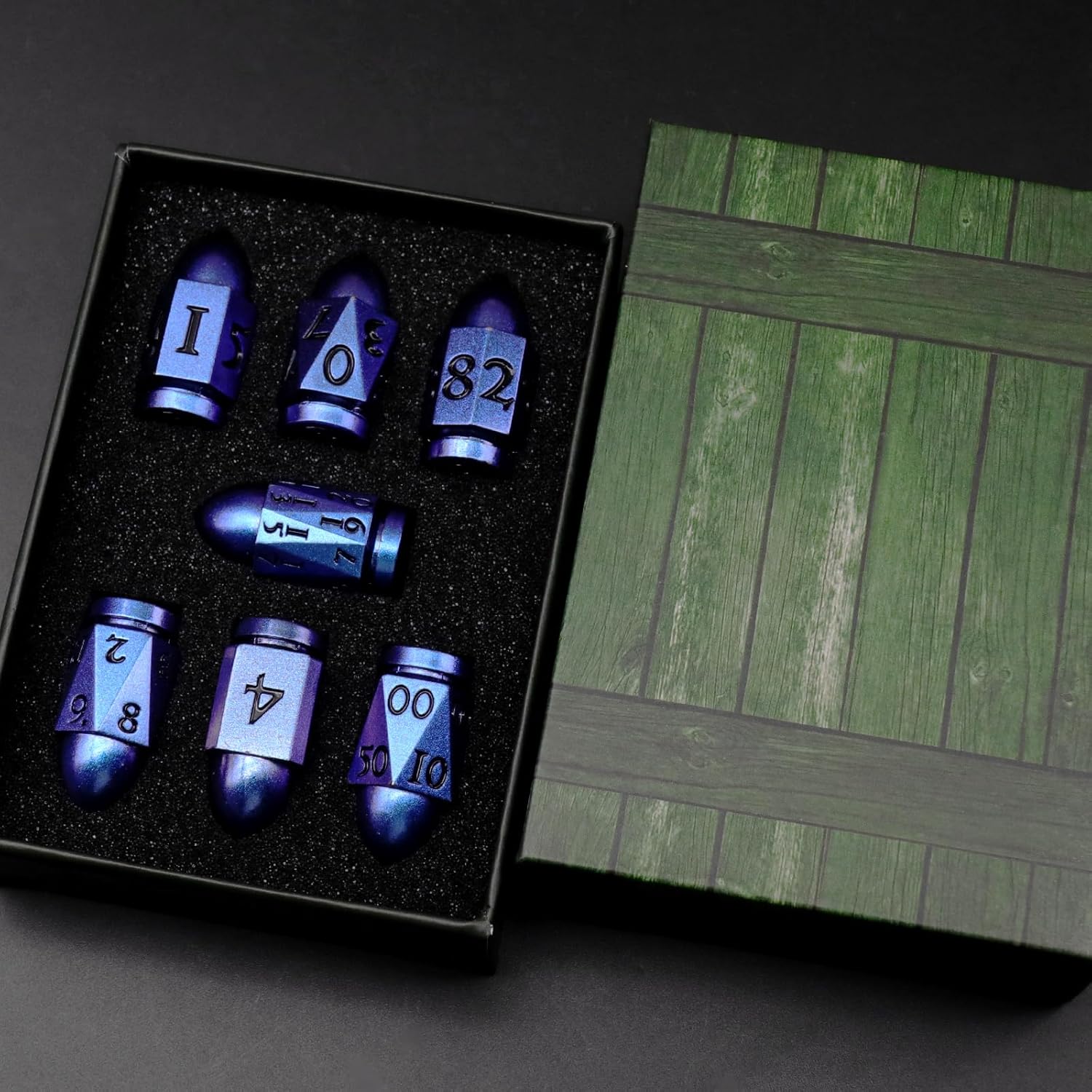Dados DND de bala para Calabozos y Dragones, juego de dados de metal D&D único y genial Cyberpunk dados poliédricos D y D para juegos de rol, Sci-Fi