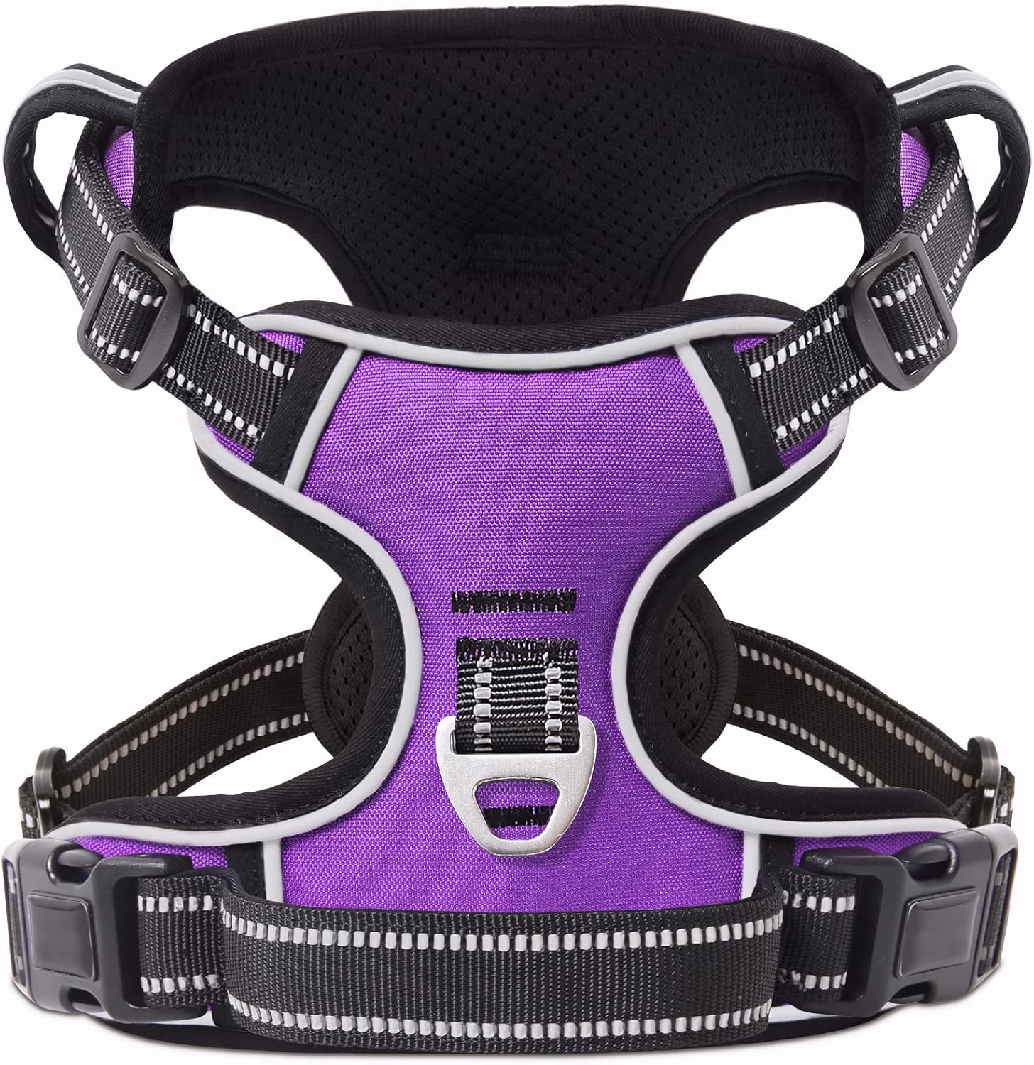 Timos Arnés para perro sin tirones, arnés de chaleco con clip frontal para perros medianos, arnés acolchado suave reflectante ajustable con 2
