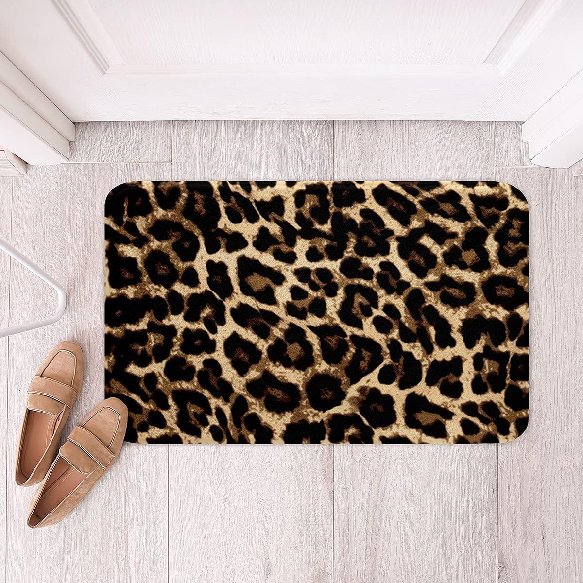 Alfombra de área con estampado de leopardo para dormitorio, África, con estampado de guepardo, absorbente, antideslizante, tapete de baño con patrón