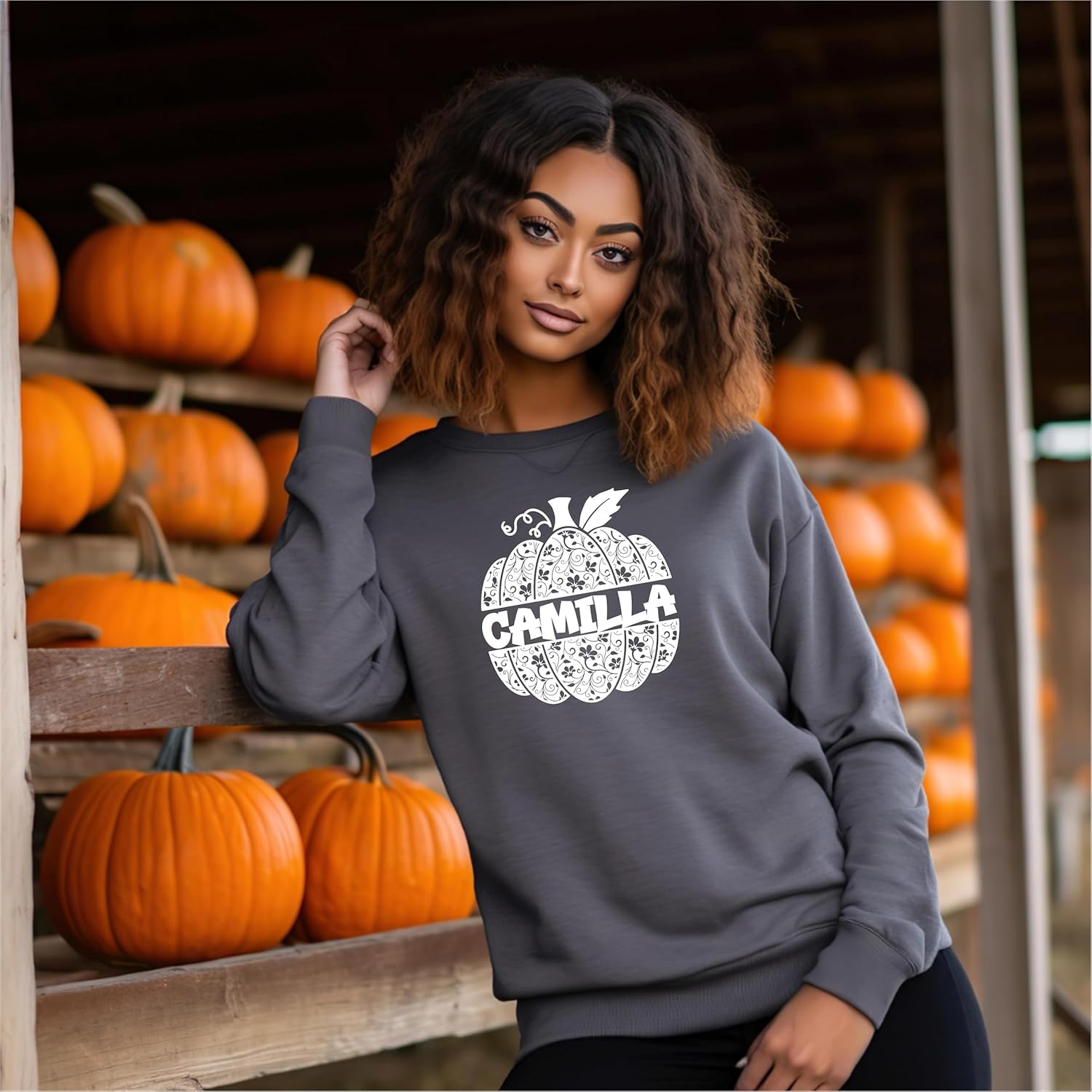 Adhesivo de parche con nombre de calabaza de Halloween personalizado para camisetas Ropa de tela  Monograma personalizado