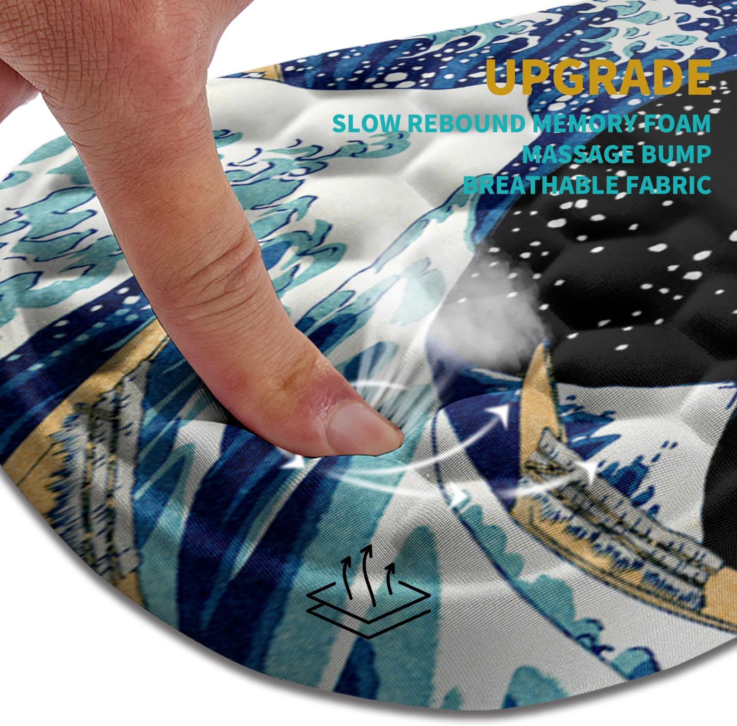 Hokafenle Alfombrilla ergonómica para mouse con diseño de masaje, reposamuñecas para aliviar el dolor, con espuma viscoelástica y base de