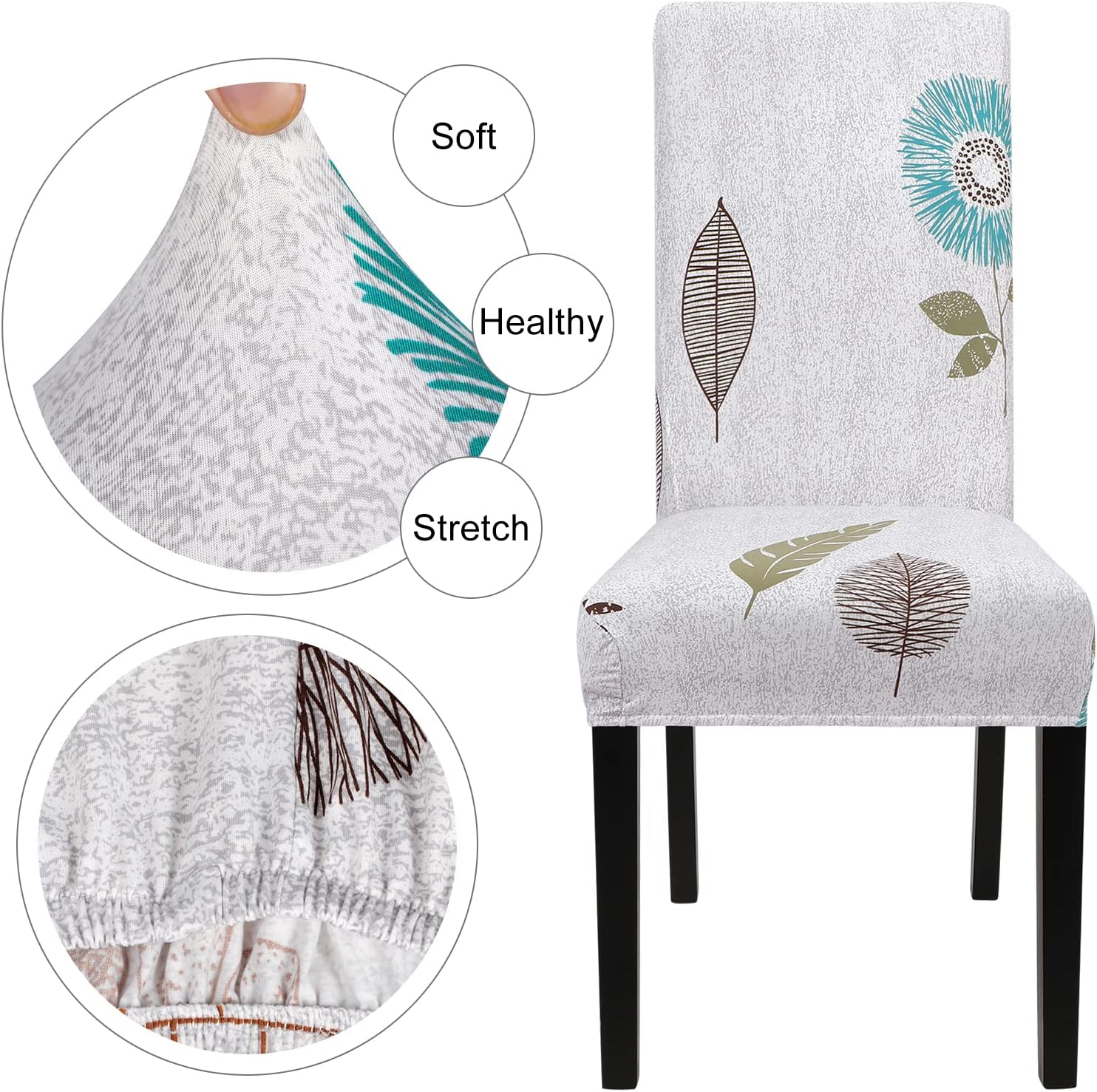 SearchI Juego de 6 fundas estampadas para sillas de comedor, fundas elásticas para sillas de cocina, lavables, fundas protectoras extraíbles para