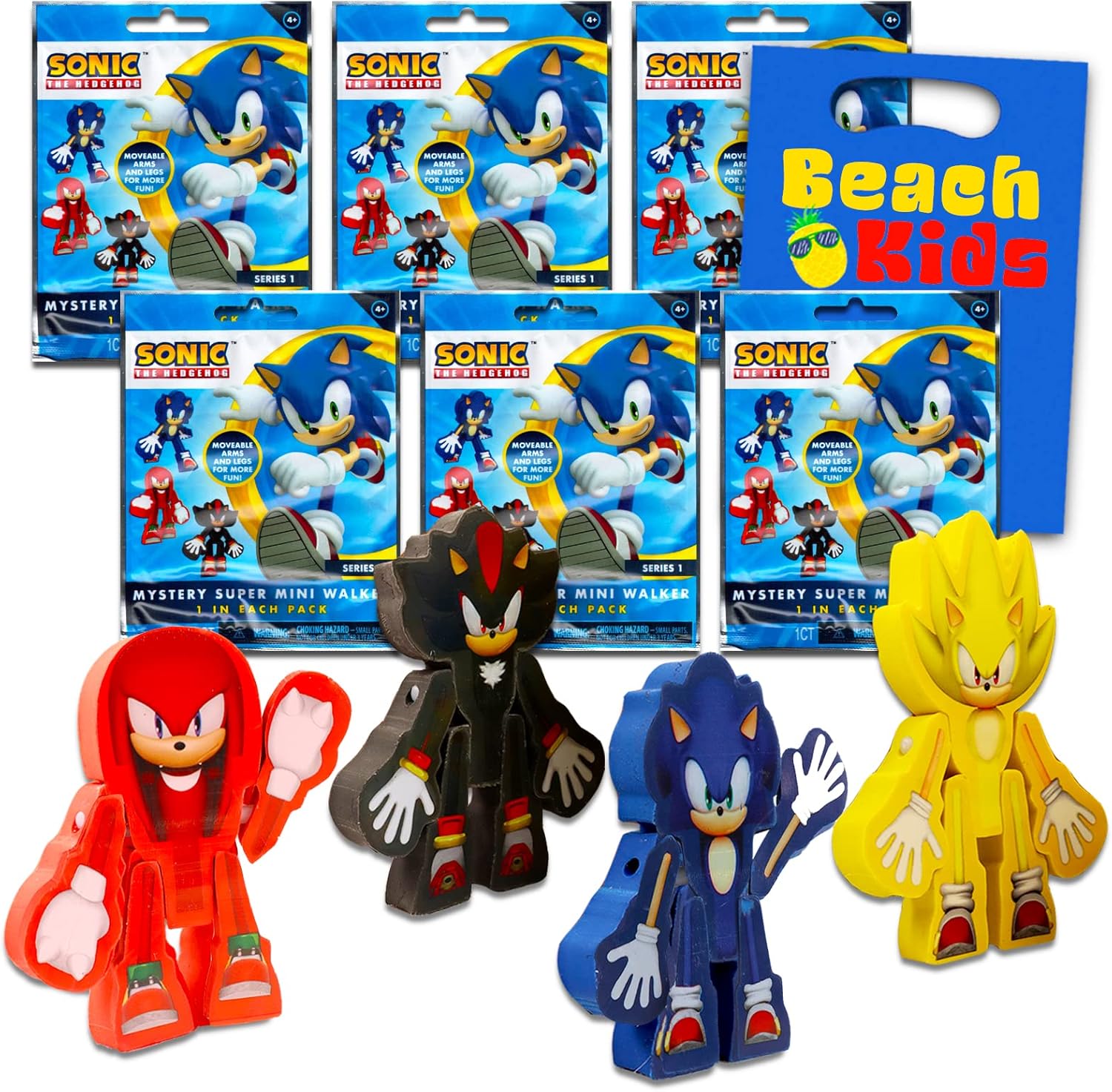 Sonic The Hedgehog – Bolsa ciega para fiestas de cumpleaños de niños, paquete con 6 paquetes misteriosos con figuras y bolsas de botín, suministros