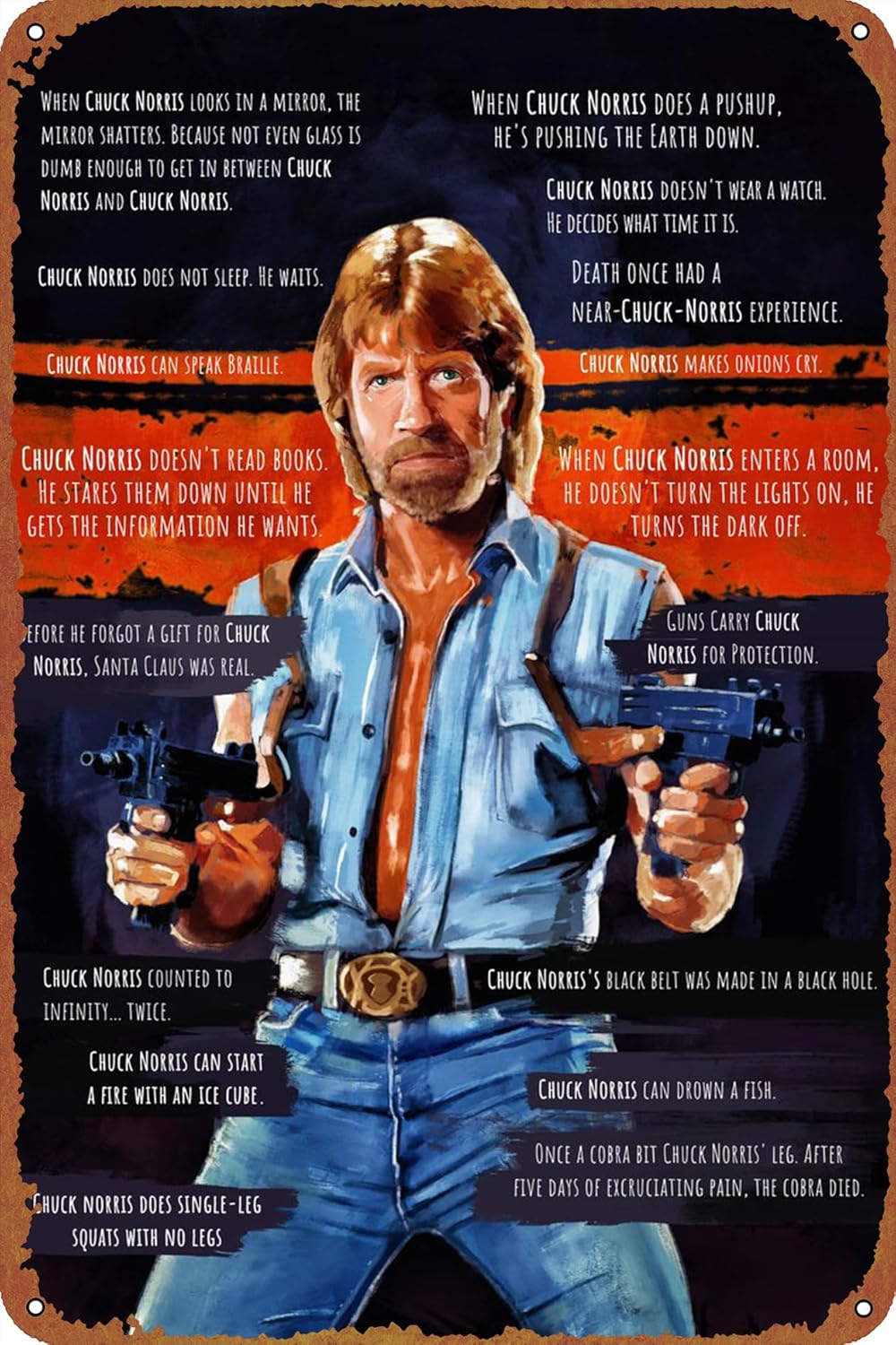 Chuck Norris Memes – Pósteres de lata retro de metal para bar, pub, cafeterías, decoración de pared, 8 x 12 pulgadas (7.9 x 11.8 in)