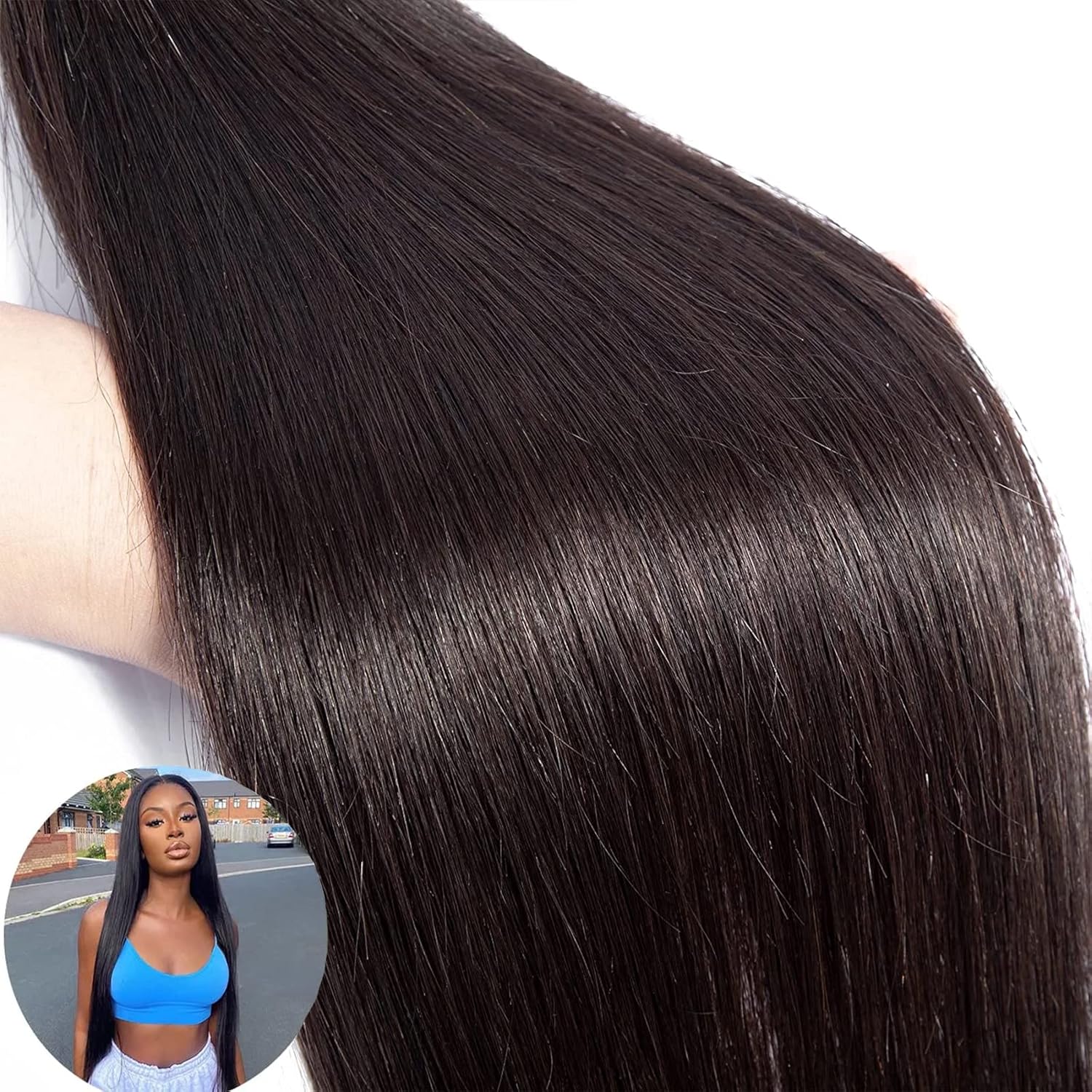 Paquetes de cabello humano 10A, un solo cabello humano lacio y sedoso para mujeres negras, 14 pulgadas, 100% sin procesar, virgen, sin procesar,
