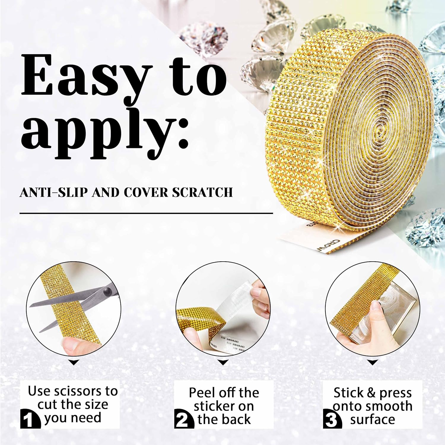 Cinta adhesiva de diamantes de imitación para manualidades, rollo de tiras de diamantes de imitación para decoración, manualidades, envoltura de