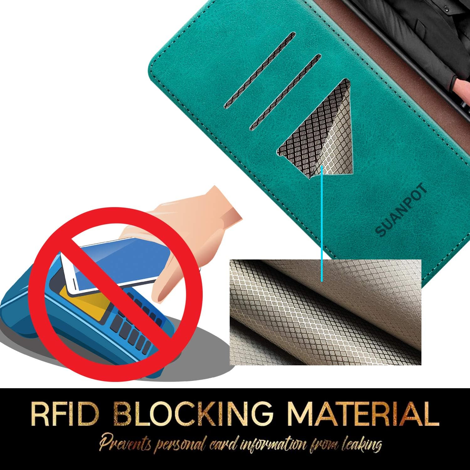 SUANPOT Funda de piel tipo cartera para Samsung Galaxy S9+  S9 Plus 6.2 (no S9 de 5.8 pulgadas) con bloqueo RFID, tarjetero de poliuretano con tapa