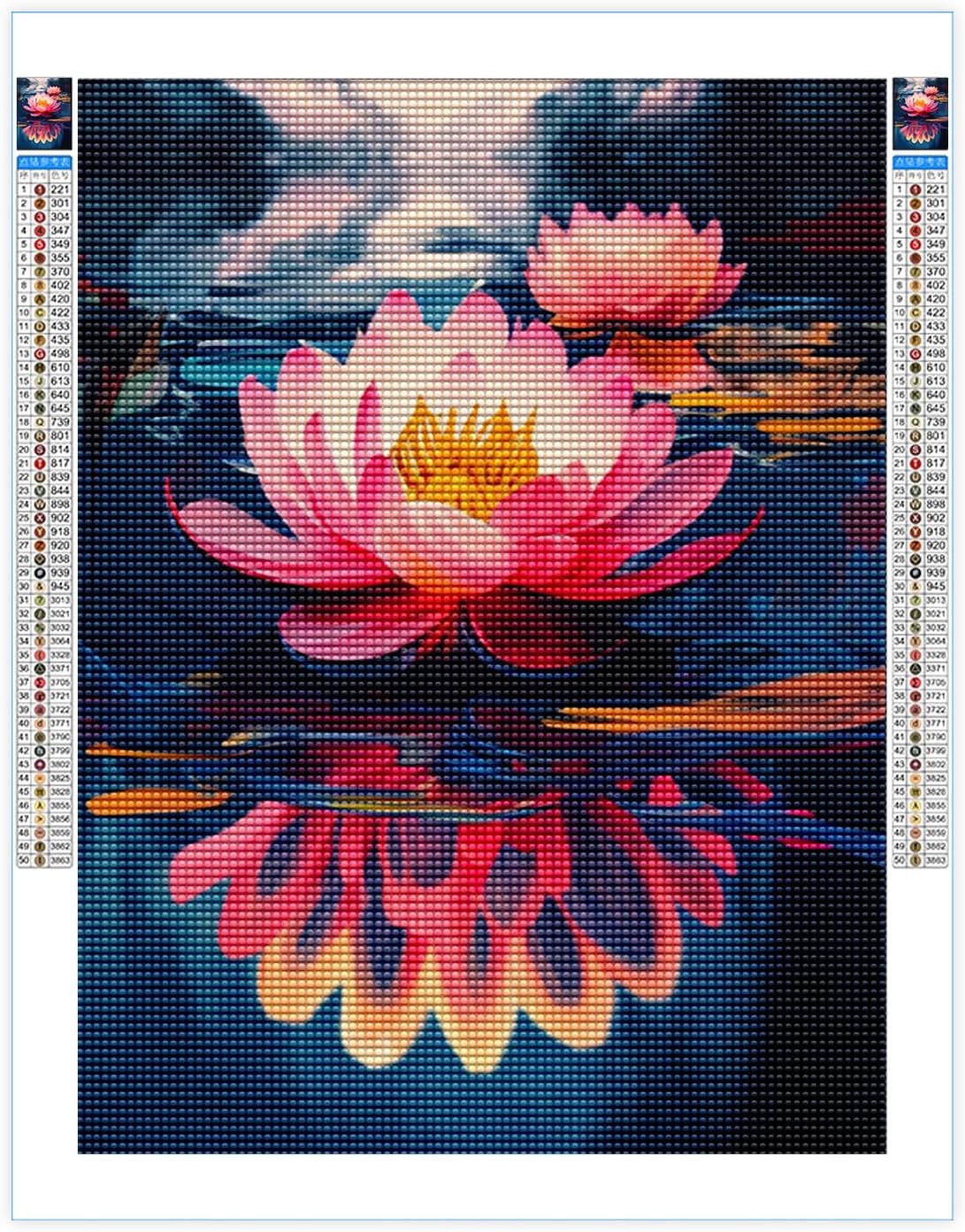 Lotus On The Water – Impresionantes kits de pintura de diamantes de imitación para adultos, 5D DIY redondo, punto de cruz, bordado de diamantes de