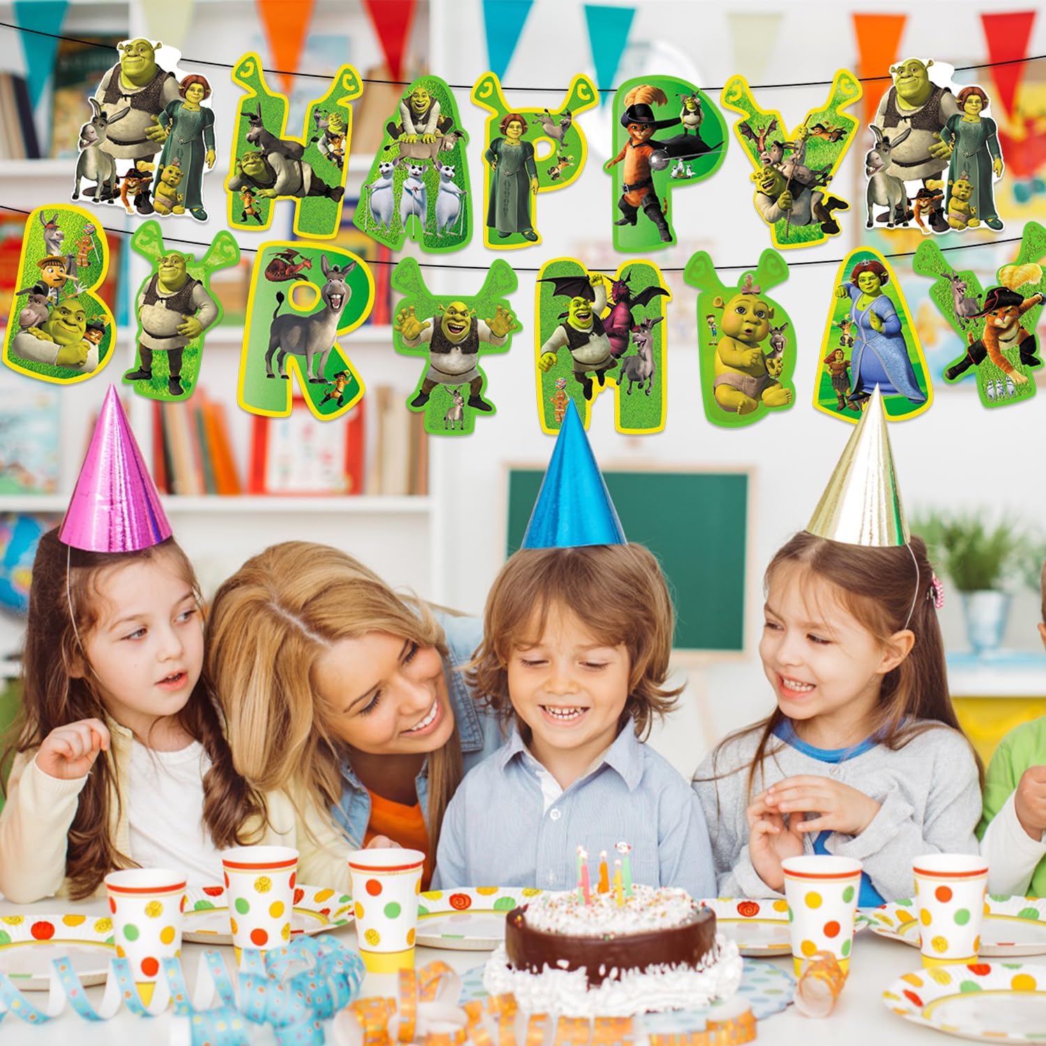 Suministros de fiesta de monstruo de dibujos animados para cumpleaños, carteles de feliz cumpleaños, carteles de cumpleaños kawaii para niños,