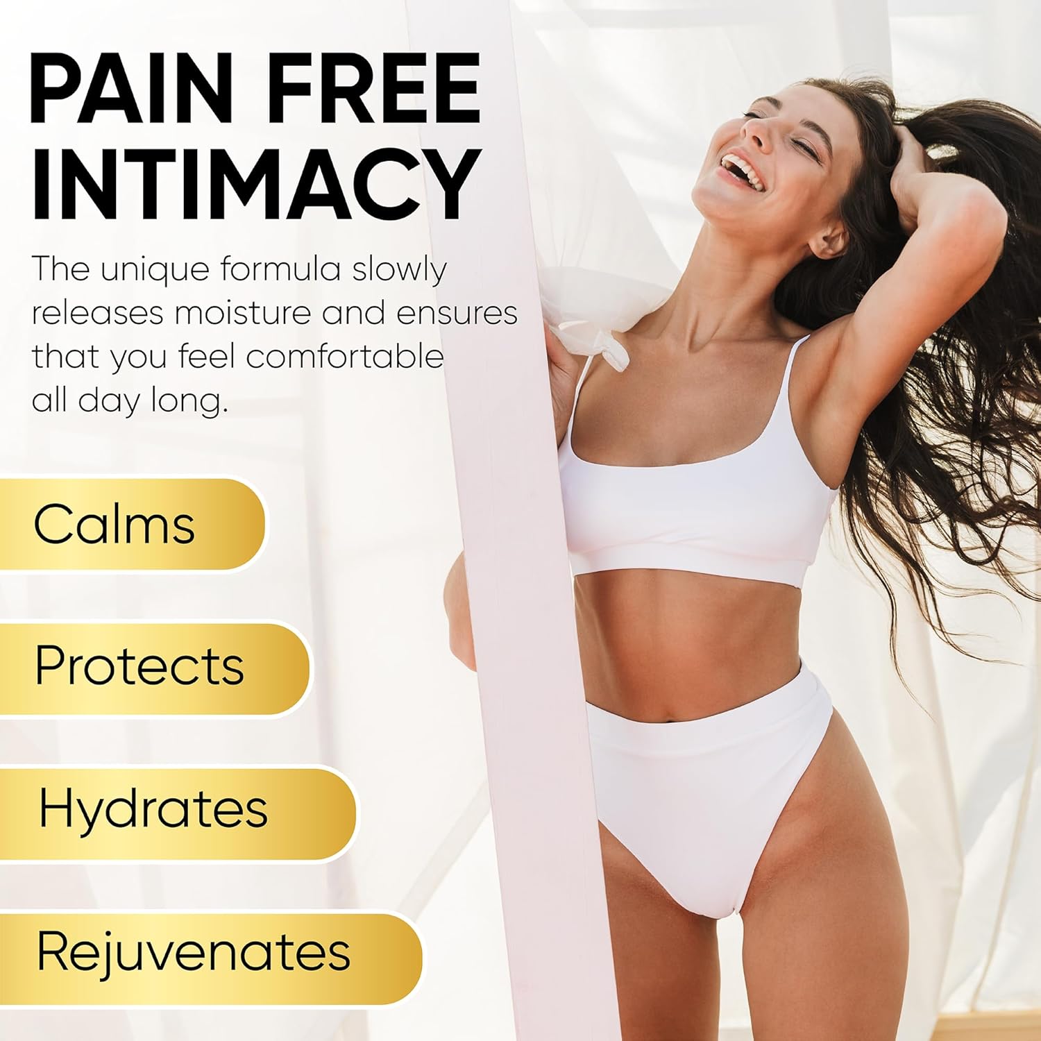 Hidratante vaginal antipicazón para pieles sensibles. No irritante. Sin hormonas. Previene y alivia la sequedad picazón, pellizcos y ardores.