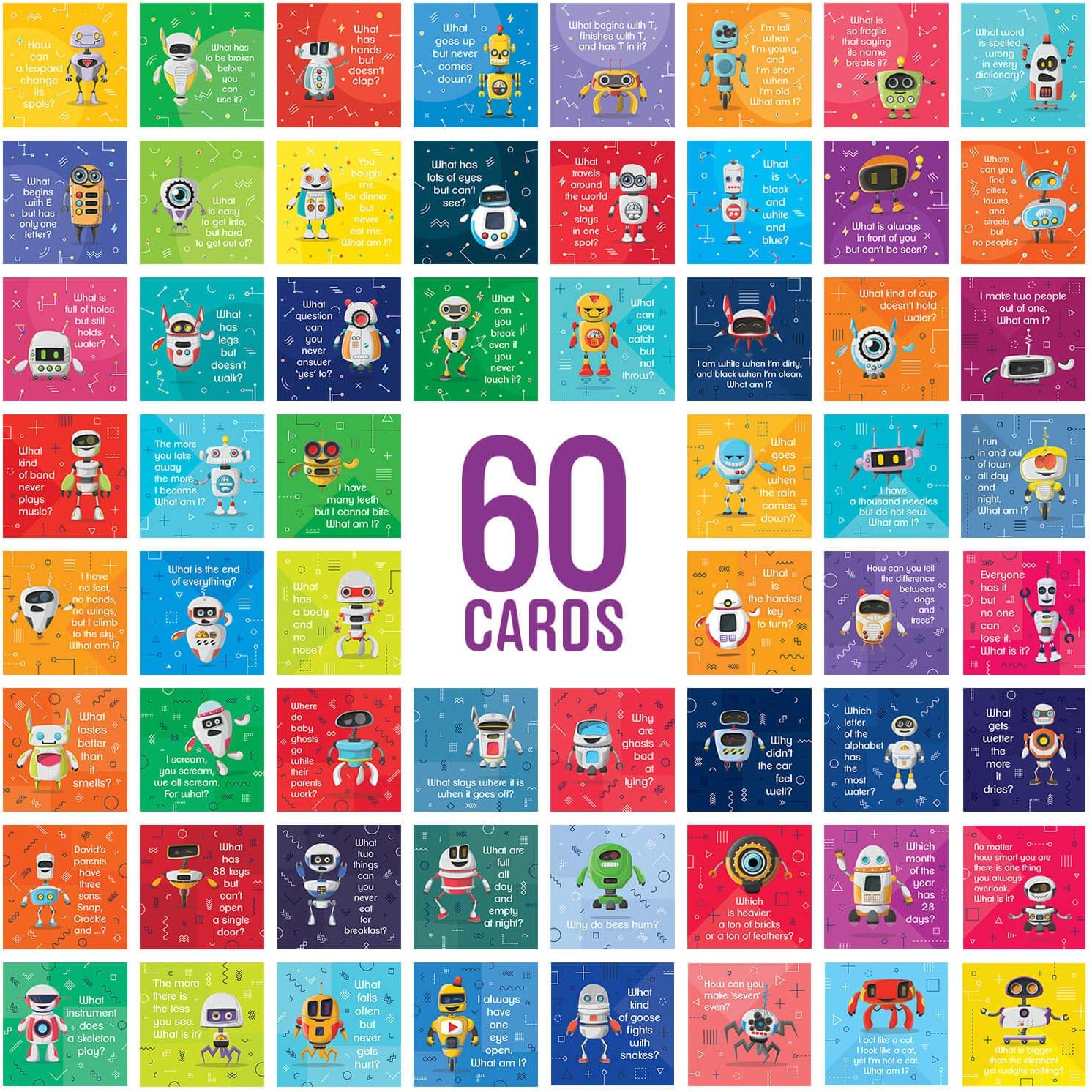 Notas para la lonchera para niños, 60 divertidas tarjetas de acertijo robot para niños y niñas, crea notas memorables para pensar en ti