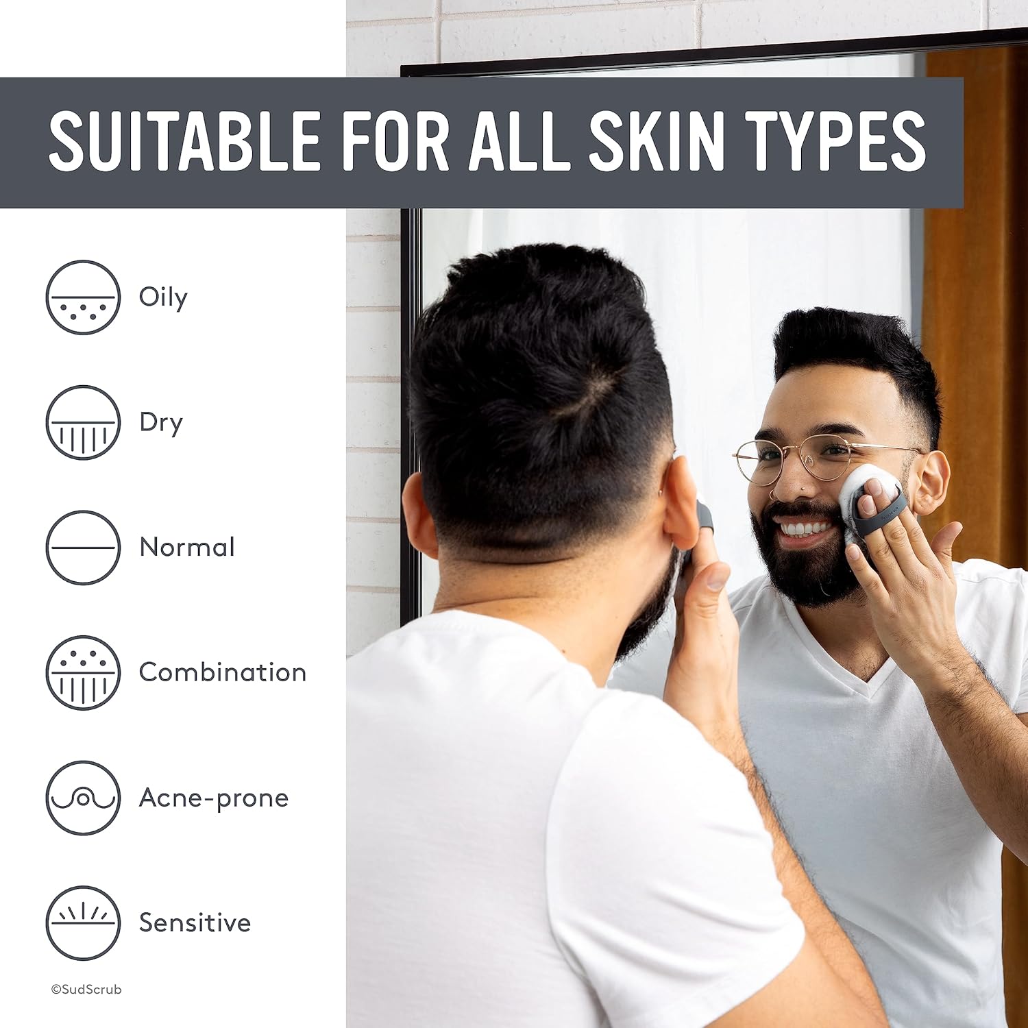 Sud Scrub Exfoliante facial de silicona antimicrobiana, 1 paquete, exfoliante facial suave para pieles sensibles, cepillo de limpieza facial