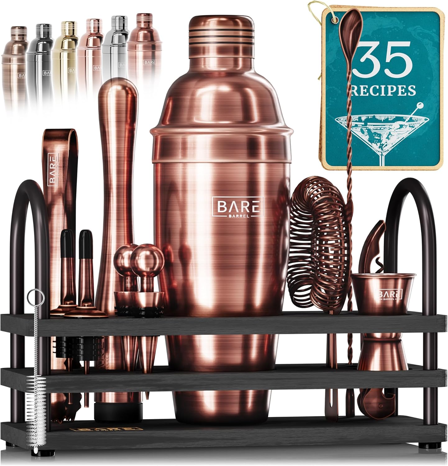 BARE BARREL Mixology Bartender Kit Bar Set  Juego de coctelera Martini de 14 piezas  Herramientas profesionales de mezcla de bar para bar en casa