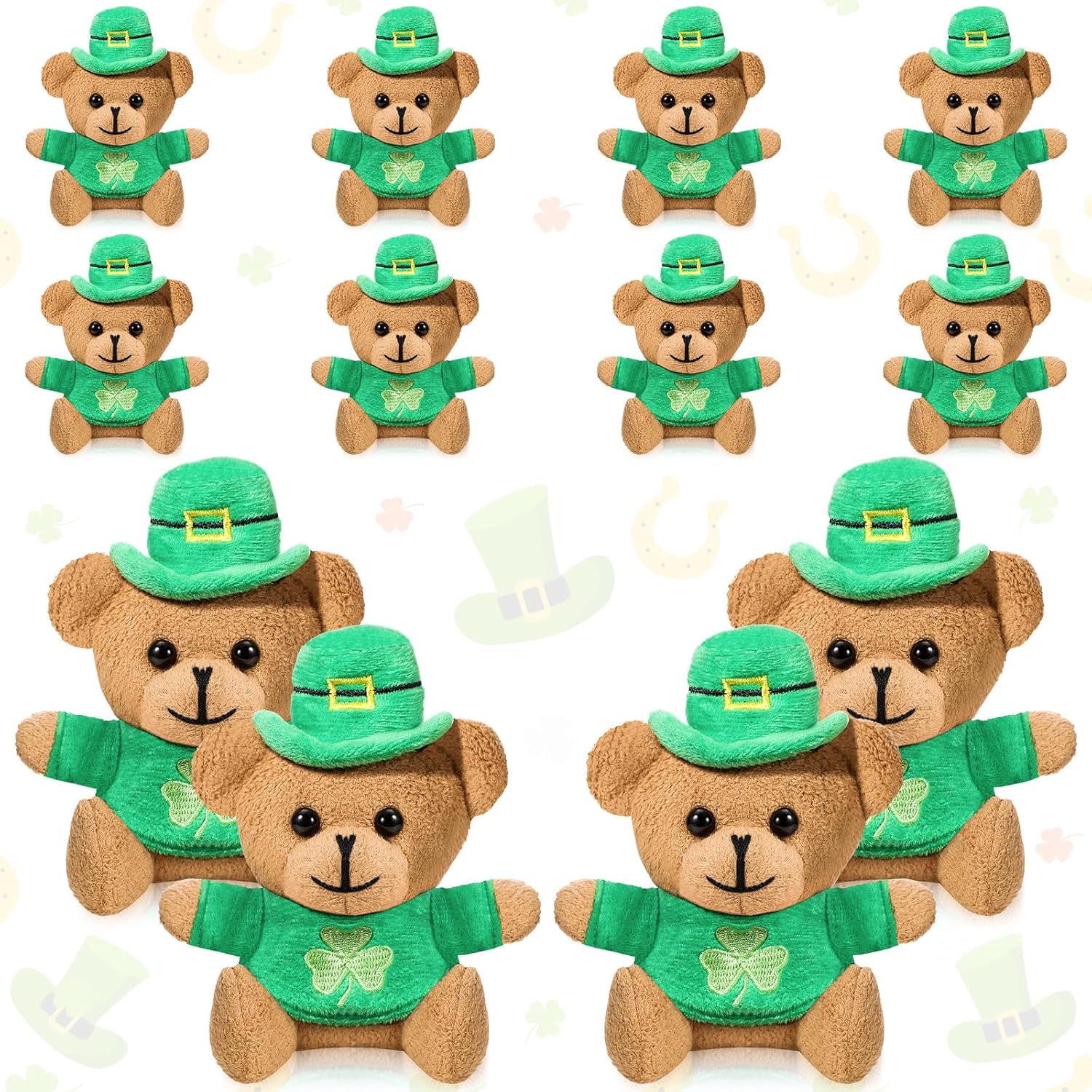 12 piezas de oso de peluche del día de San Patricio, mini oso de peluche, camisa bordada, oso de 4.7 pulgadas, pequeños recuerdos de fiesta para