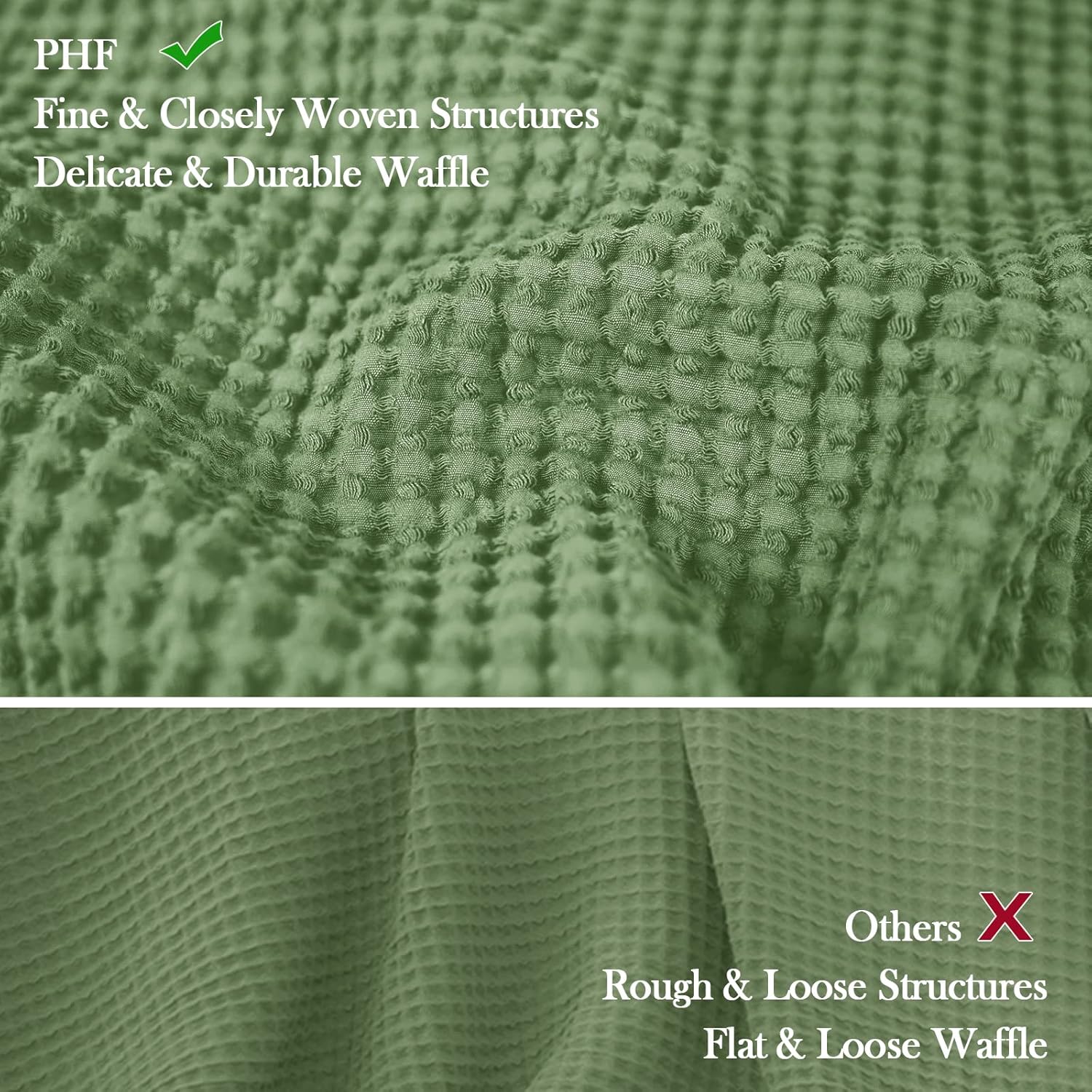 PHF Manta 100% algodón de punto gofre, de 50 x 60 pulgadas, ligera, lavada, suave, transpirable, para adultos y niños, gran capa de manta para sofá,