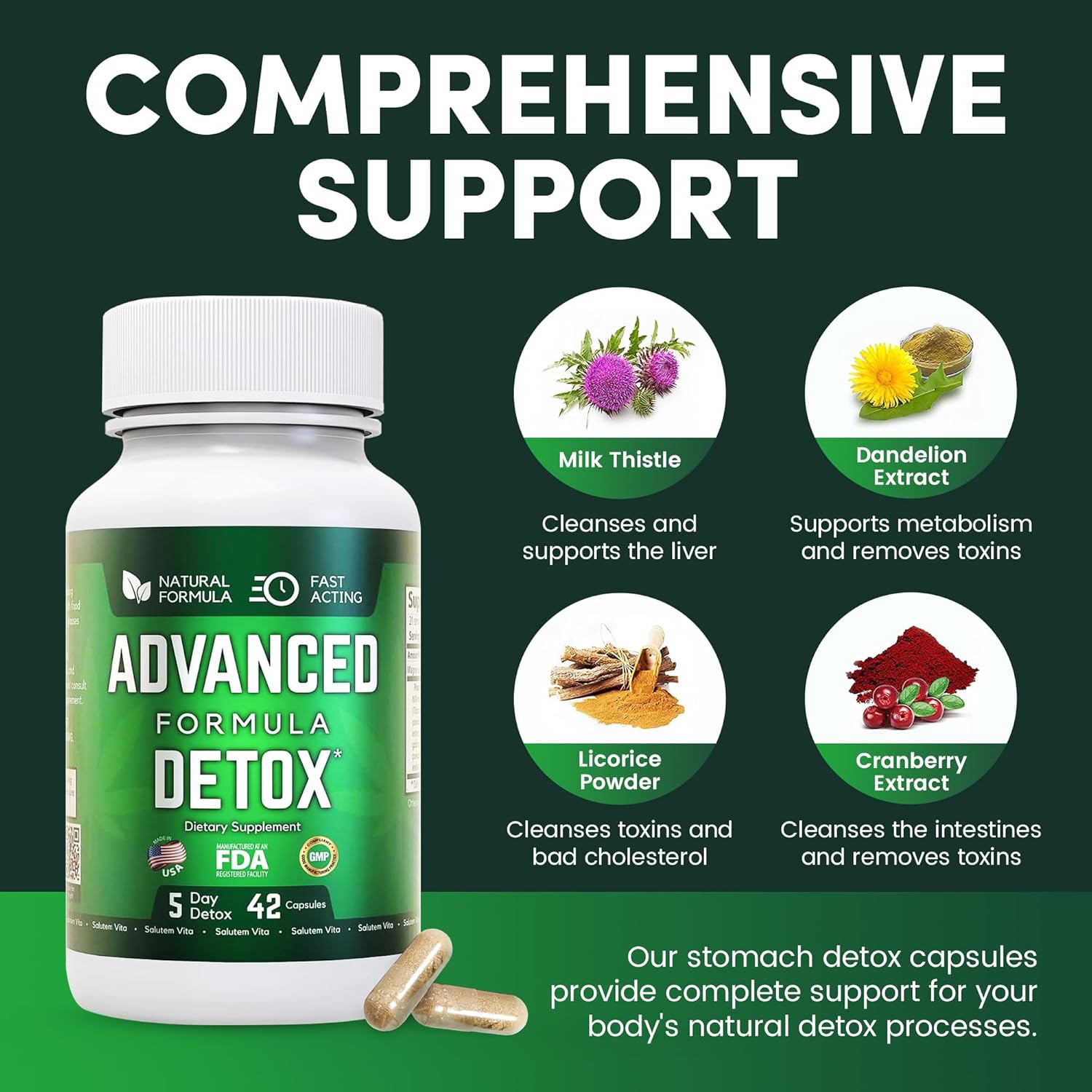 Salutem Vita Advanced Formula Detox – Desintoxica y renueva tu suplemento dietético definitivo para la limpieza total del cuerpo – Suplemento para