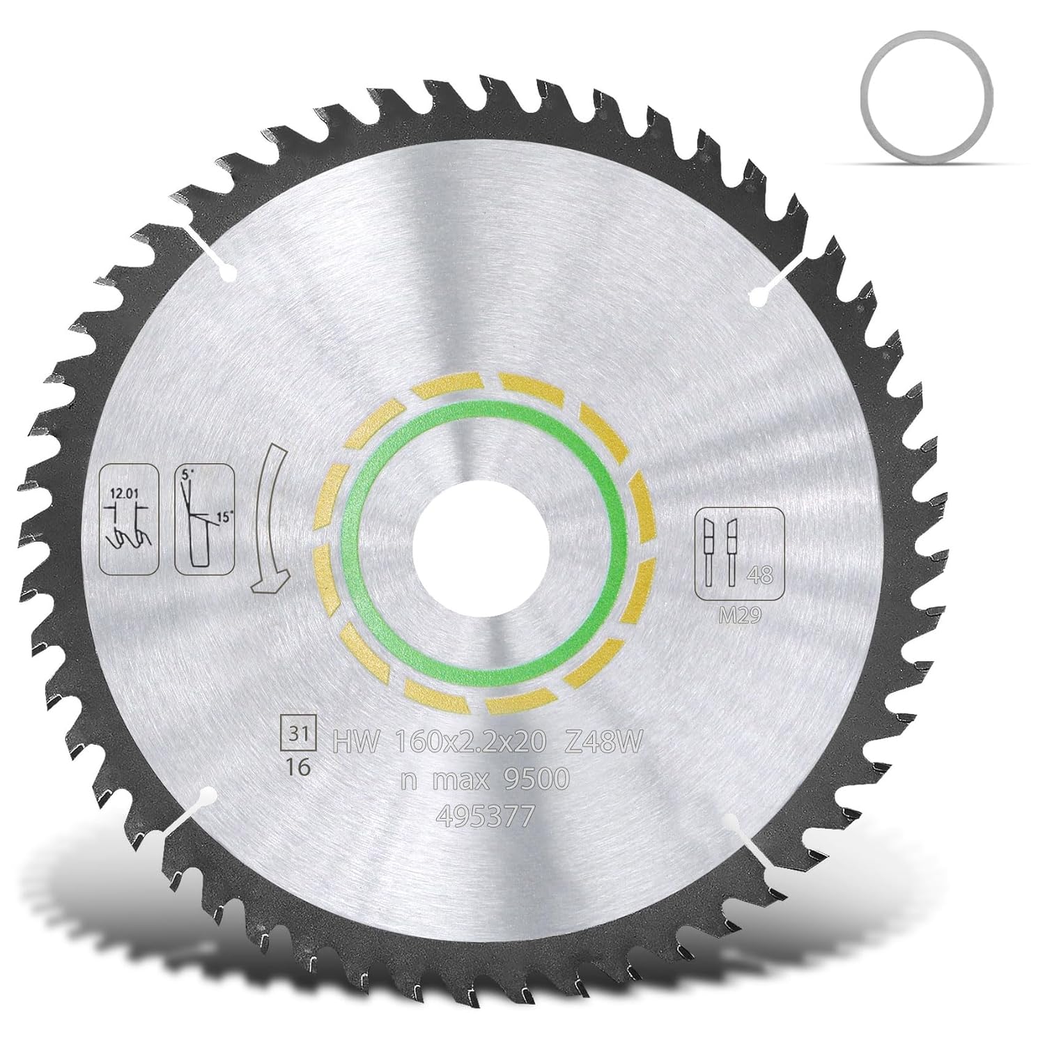 Hoja de sierra de pista mejorada 495377 de 6.299 x 0.087 x 0.787 in, 48 dientes compatible con festool TS 55 TSC 55 ATF 55 AP 55, DWS520K y Makita