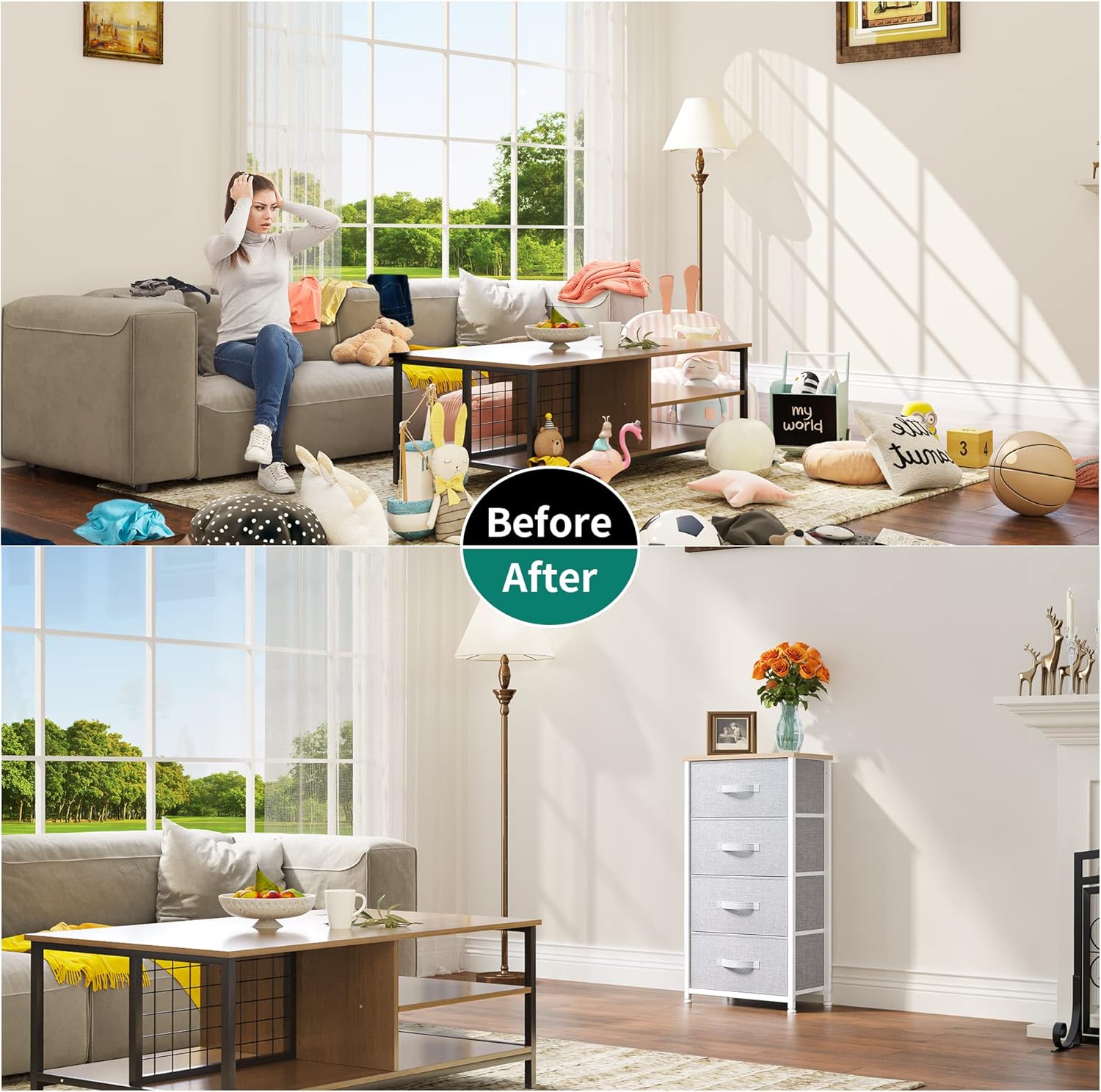YITAHOME Dresser with 4 Drawers – Fabric Storage Tower, Organizer Unit for Bedroom, Living Room, Hallway, Closets & Nursery – Sturdy Steel Frame