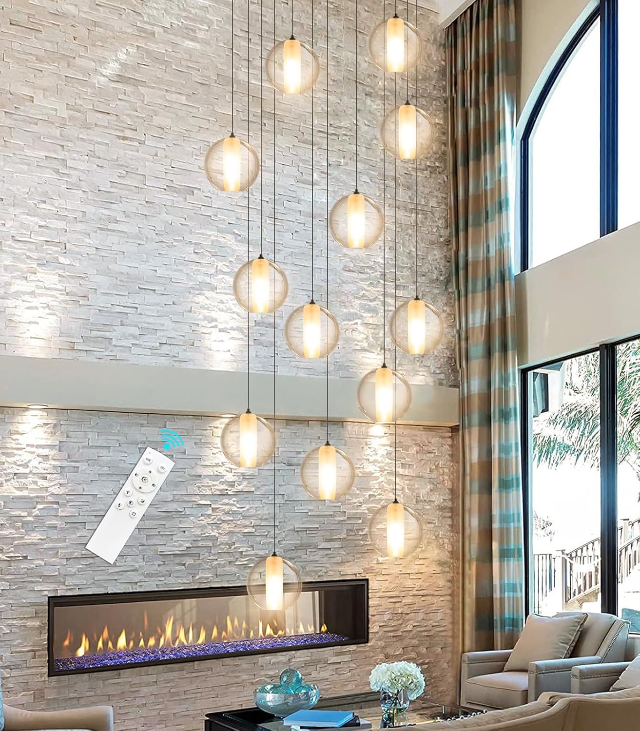 Candelabros modernos de 137 pulgadas para comedor, entrada, luces LED regulables, lámpara de techo alto para sala de estar, vestíbulo, escalera,