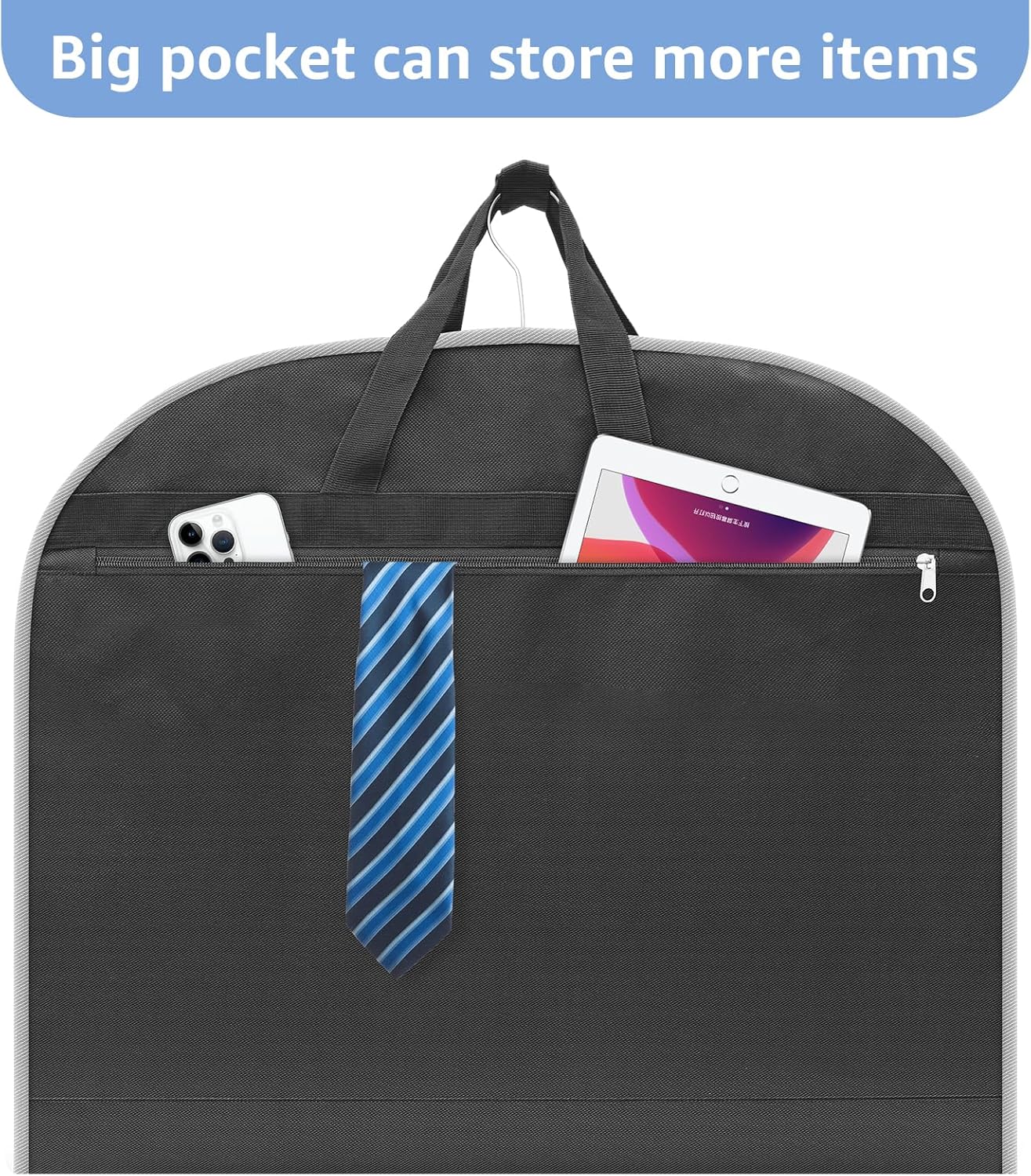 Myee Bolsas de ropa resistentes de 42 pulgadas para colgar ropa de viaje, bolsa de traje para almacenamiento en el armario, bolsas de 4 pulgadas con
