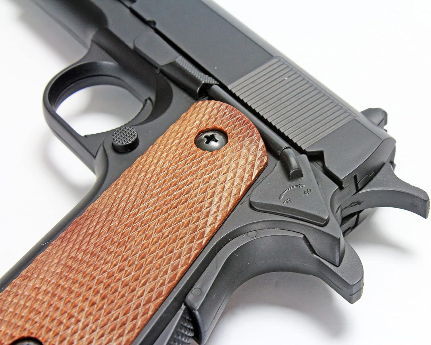 BBTac 1911 Airsoft Spring Pistol Airsoft Gun M21 High FPS con martillo de trabajo y agarre de seguridad Color madera