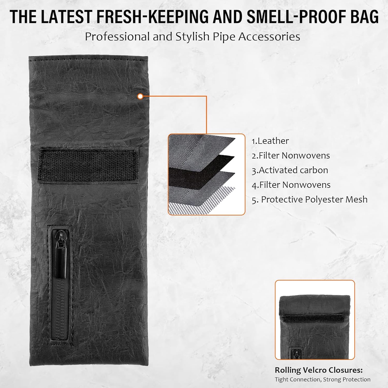 SPIPER Bolsa a prueba de olores, bolsas a prueba de olores, bolsa de cuero para tabaco de 8.3 x 3.1 pulgadas, bolsa impermeable a prueba de olores,