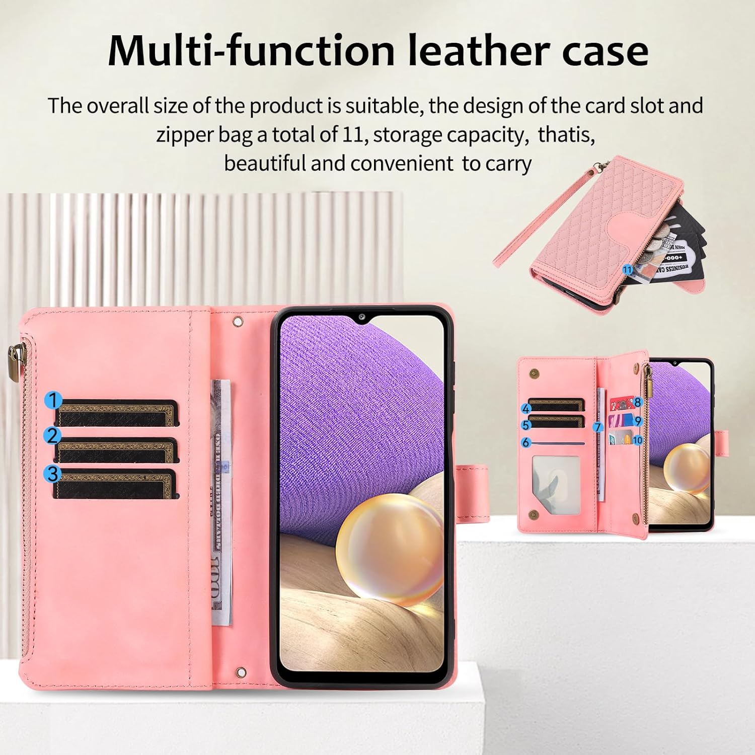 Asuwish Funda de teléfono para Samsung Galaxy A32 5G 2021 de 6.5 pulgadas con protector de pantalla de vidrio templado y correa para la muñeca con