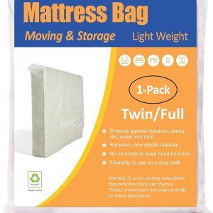 Bolsa de colchón para mudanza y almacenamiento, se adapta a colchones de tamaño individual y matrimonial, 1 paquete Bolsa de colchón para mudanza y almacenamiento, se adapta a colchones de tamaño individual y matrimonial, 1 paquete