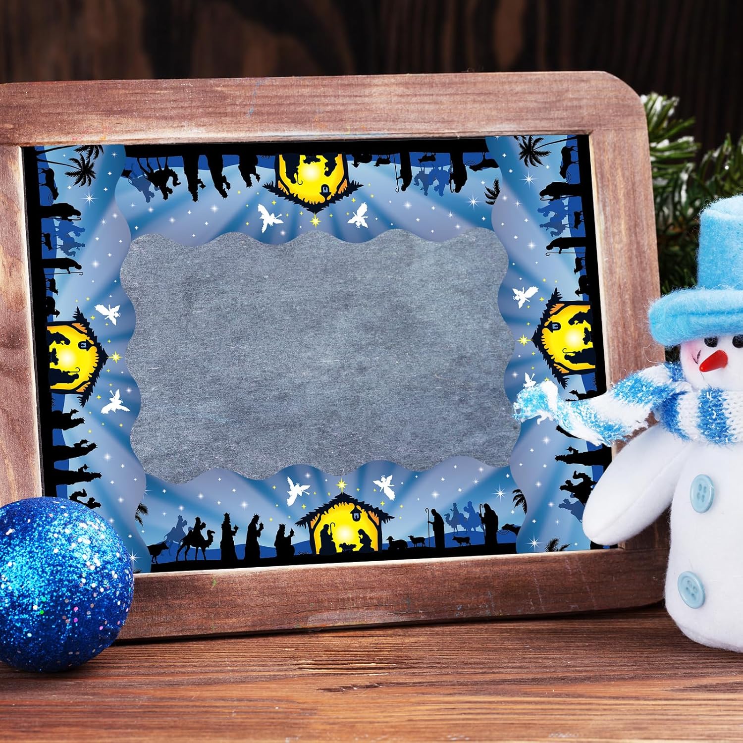 AnyDesign – Bordes de tablón de anuncios de Navidad de 32.8 pies, bordes azules de noche santa, suministros de decoración de Navidad, escuela, aula,