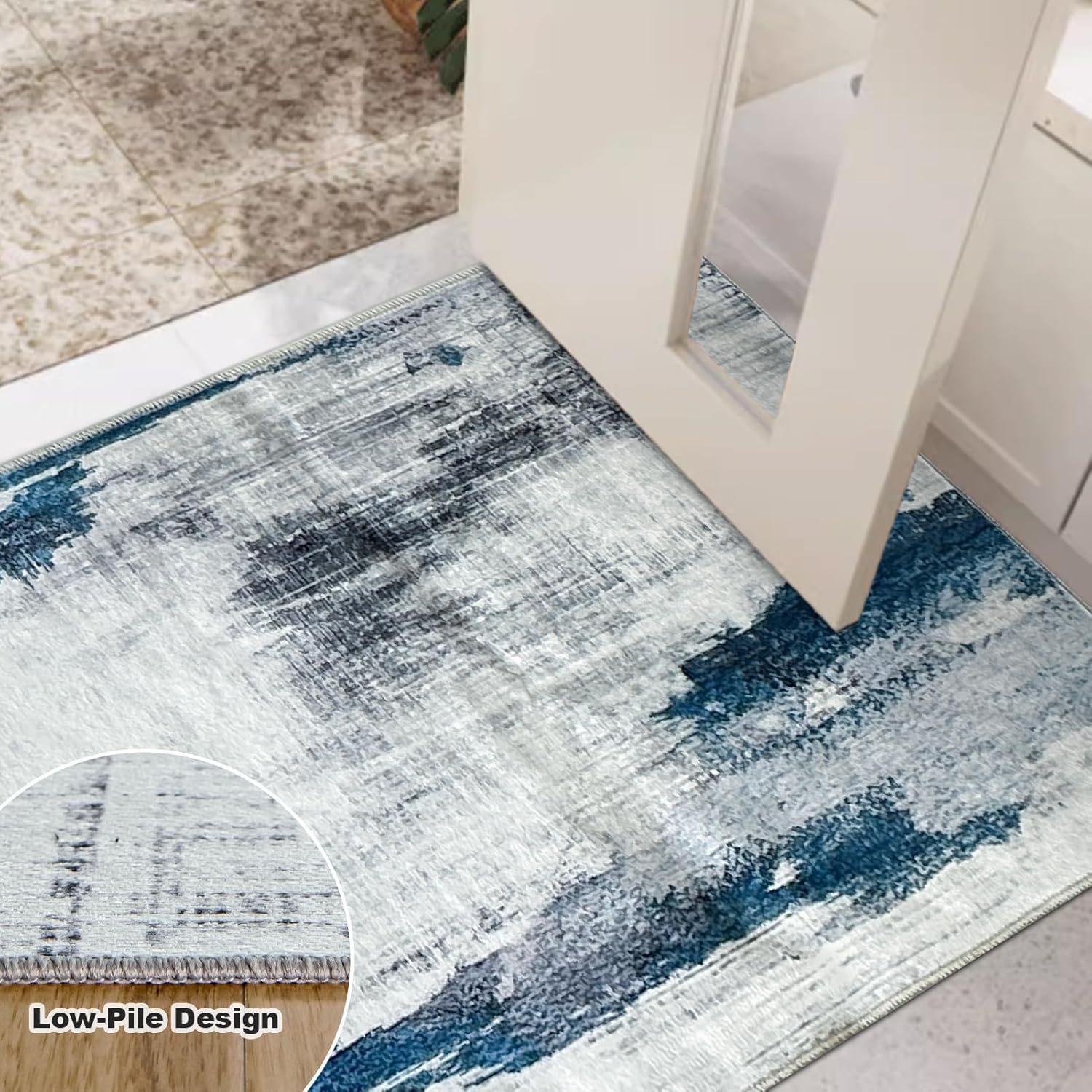 OIGAE Alfombra lavable de 2 x 6 pies, alfombra larga abstracta moderna para pasillo de cocina con parte trasera antideslizante, alfombra para
