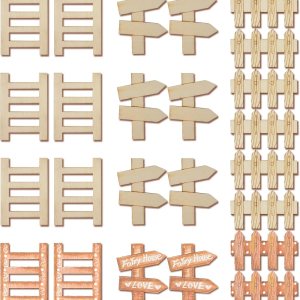 24 piezas de puertas de jardín de madera para puertas de jardín, mini cercas artesanales, escaleras, señales de ruta, kit de bricolaje sin terminar, 24 piezas de puertas de jardín de madera para puertas de jardín, mini cercas artesanales, escaleras, señales de ruta, kit de bricolaje sin terminar,
