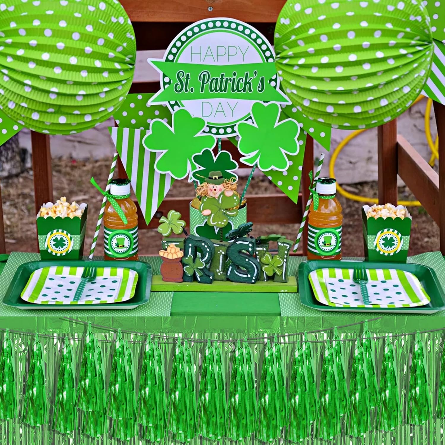 Guirnalda de flecos metálicos con flecos de papel de aluminio verde 3P para flotadores de desfile, despedida de soltera, boda, cumpleaños,