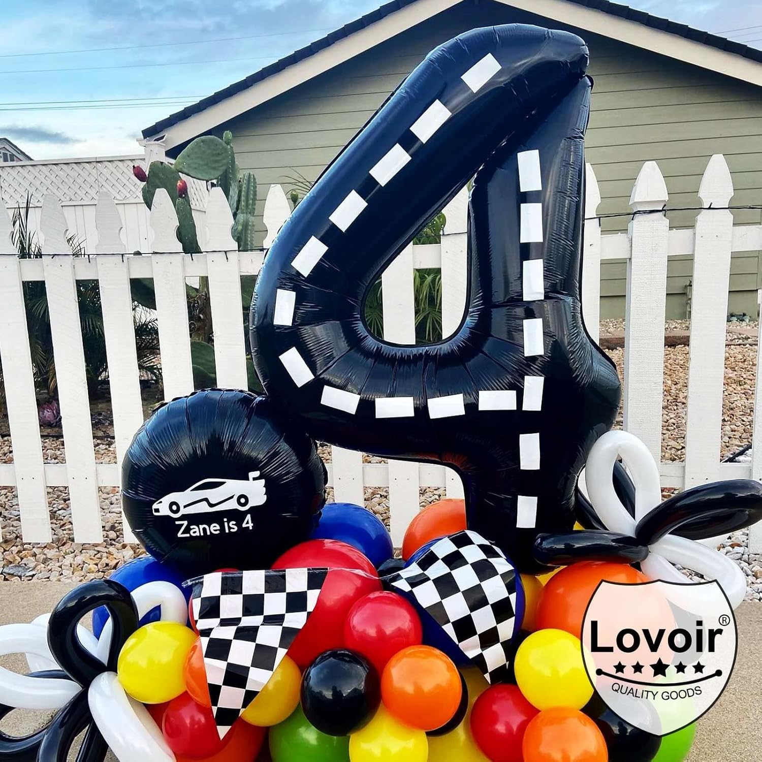 Globo negro número 2 de 40 pulgadas, globos de helio de tereftalato de polietileno de gran tamaño para niños, 2 auto de carreras, camión monstruo,