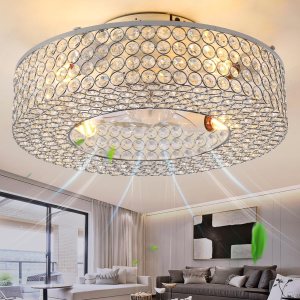 MeZeYo Modernos ventiladores de techo de cristal cerrados de lujo de 19.6 pulgadas con luces enjauladas, iluminación y ventiladores de techo, MeZeYo Modernos ventiladores de techo de cristal cerrados de lujo de 19.6 pulgadas con luces enjauladas, iluminación y ventiladores de techo,
