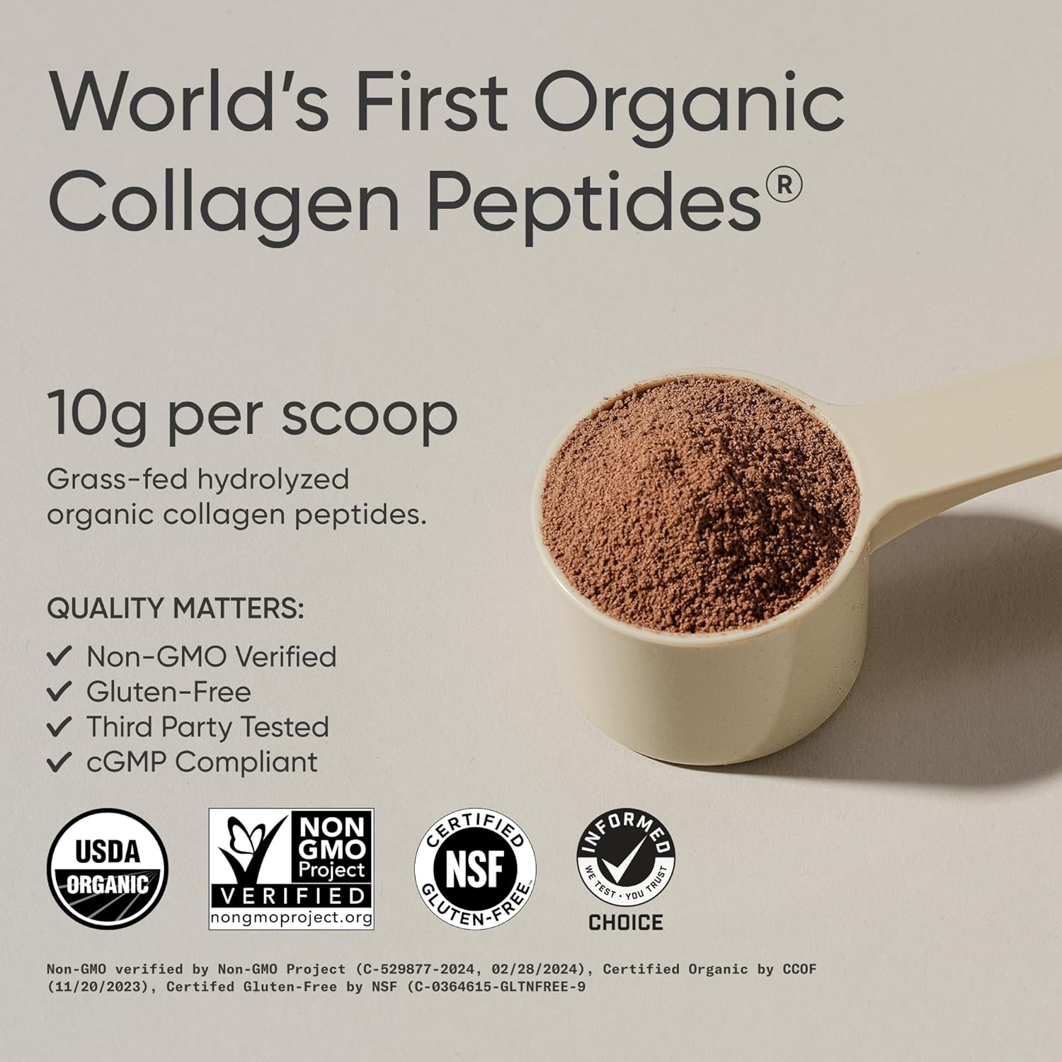 Sports Research Polvo de colágeno orgánico – Proteína de colágeno hidrolizada tipo I y III – USDA orgánico, sin gluten, de origen sostenible,
