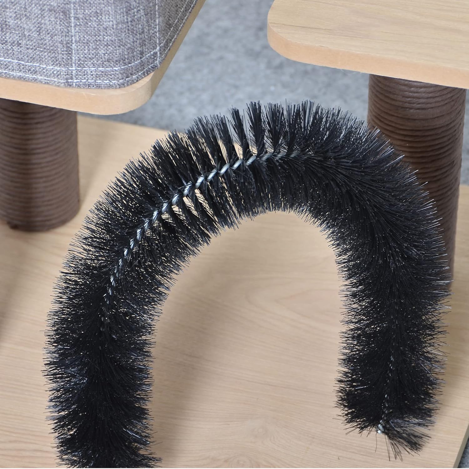 PetPals Condominio elevado de tres niveles con masaje y tablero de partículas gris - Imagen 8