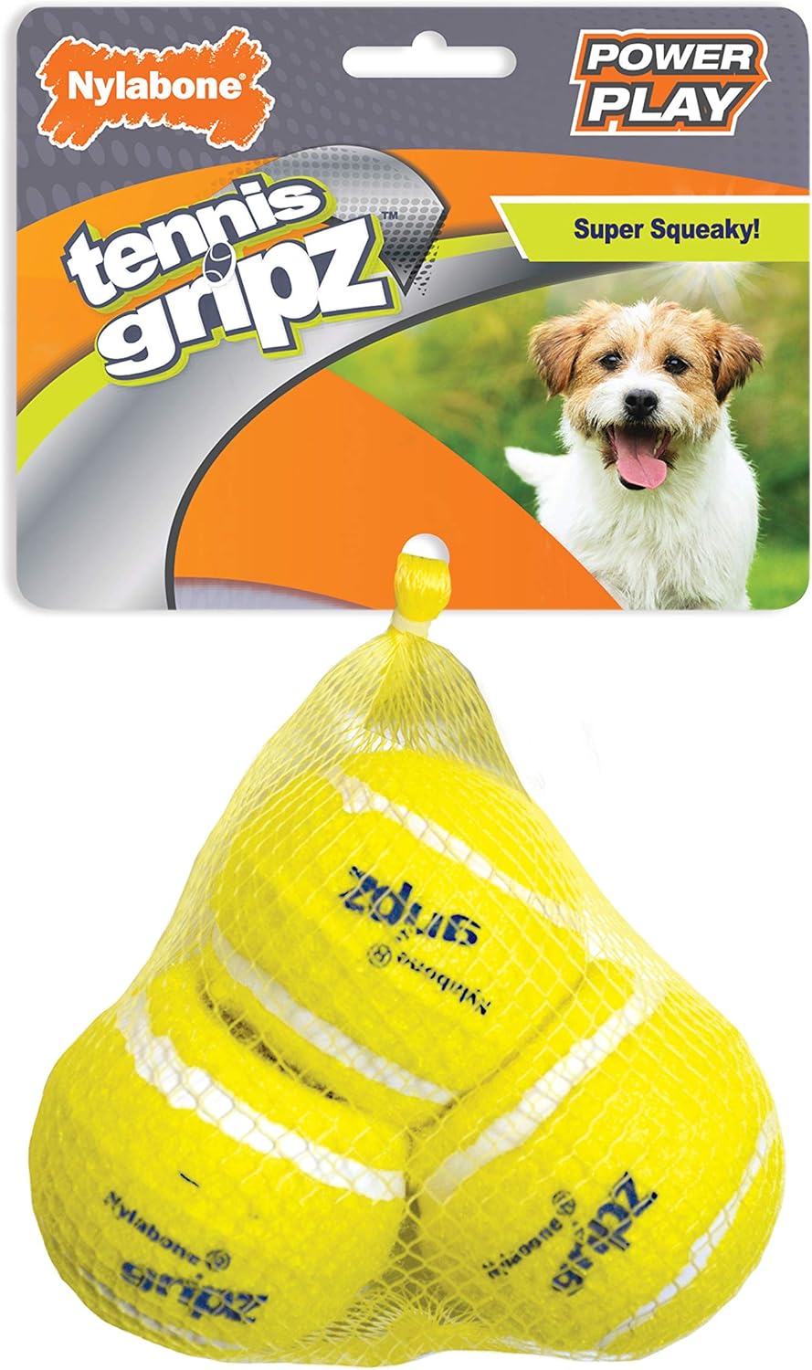 Nylabone Power Play – Pelota de tenis para perros Gripz (3 unidades)