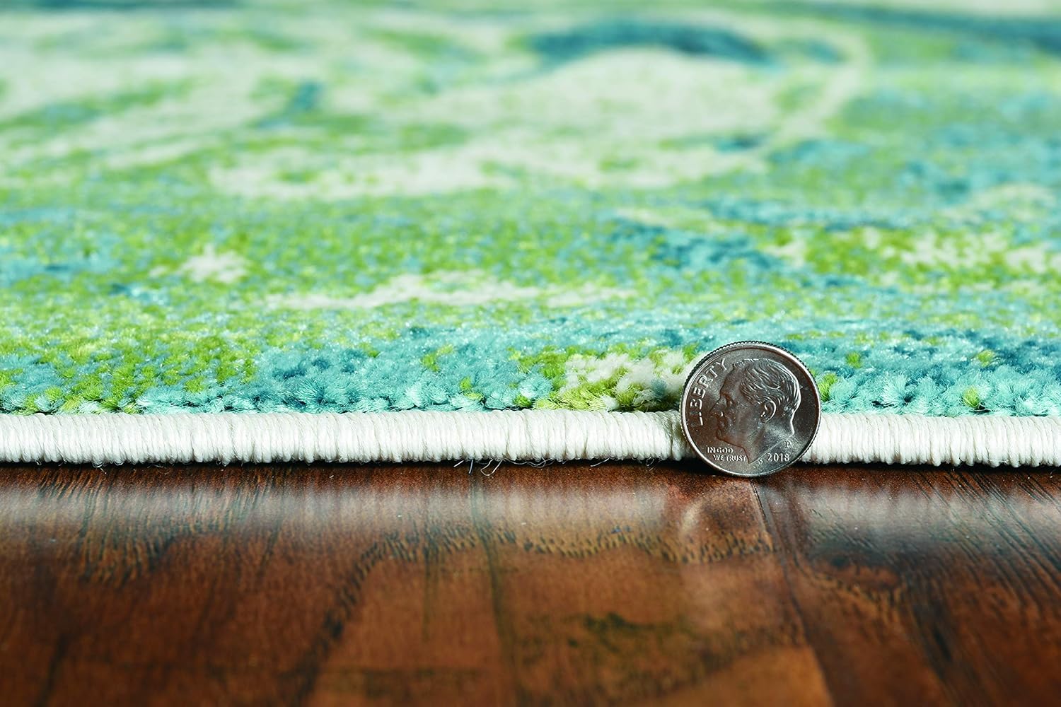 Kas Rugs Watercolors – Alfombra abstracta de mediados de siglo, color verde azulado, 5 pies x 7 pies 6 pulgadas