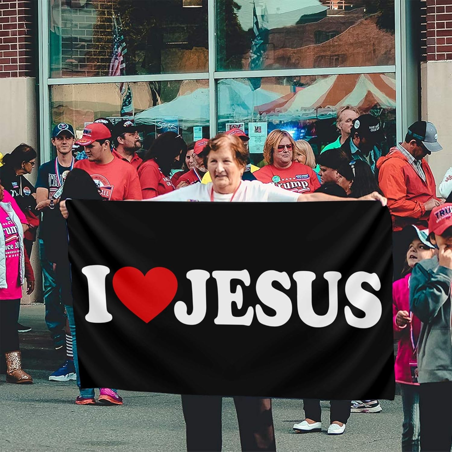 Bandera de Jesús con texto en inglés “I Love Jesus”, banderas americanas para exteriores, 3 x 5 pulgadas, bandera de fe cristiana sobre el miedo,