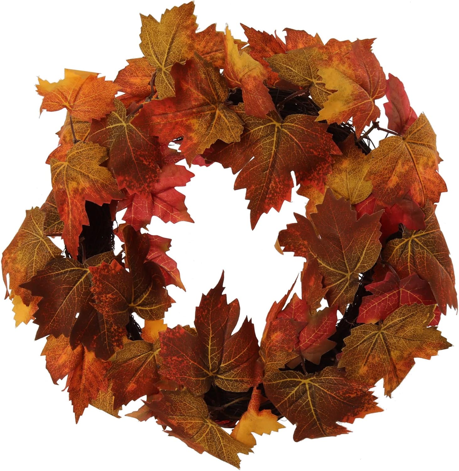 Corona de otoño hecha a mano de 16 pulgadas con hojas vibrantes multicolor y bellotas intrincadas, ideal para exhibir la puerta delantera, mejorar